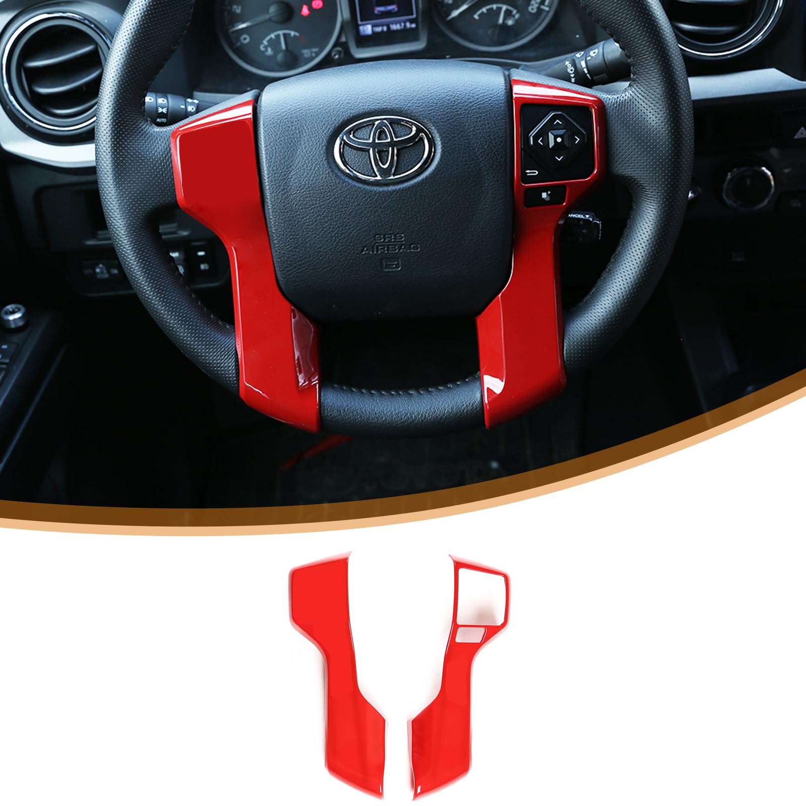 0+2 Holes Car ABS Center Console Button Molding Trim Frame,for Toyota Tacoma 2016 2017 2018 2019 2020 2021 2022 Tundra 2014 2015-2022 Center Console Button Protected Frame (Red)