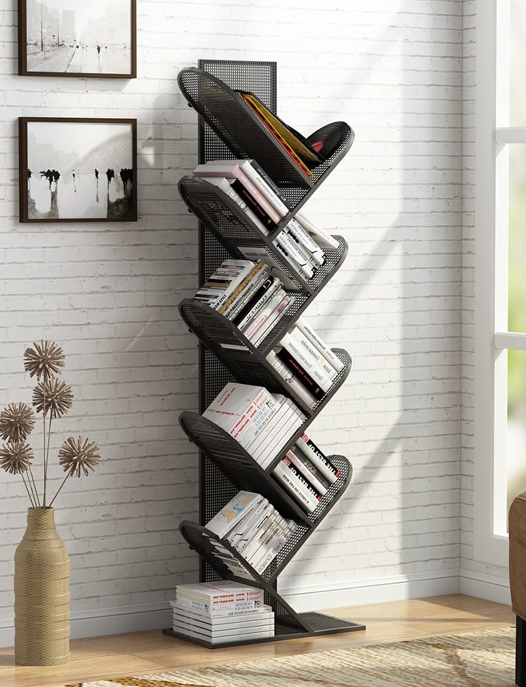 Small Layered Book Rack Amazon.com: Tribesigns 8-Shelf Tree Bookshelf, Metal Bookcase Small ...
