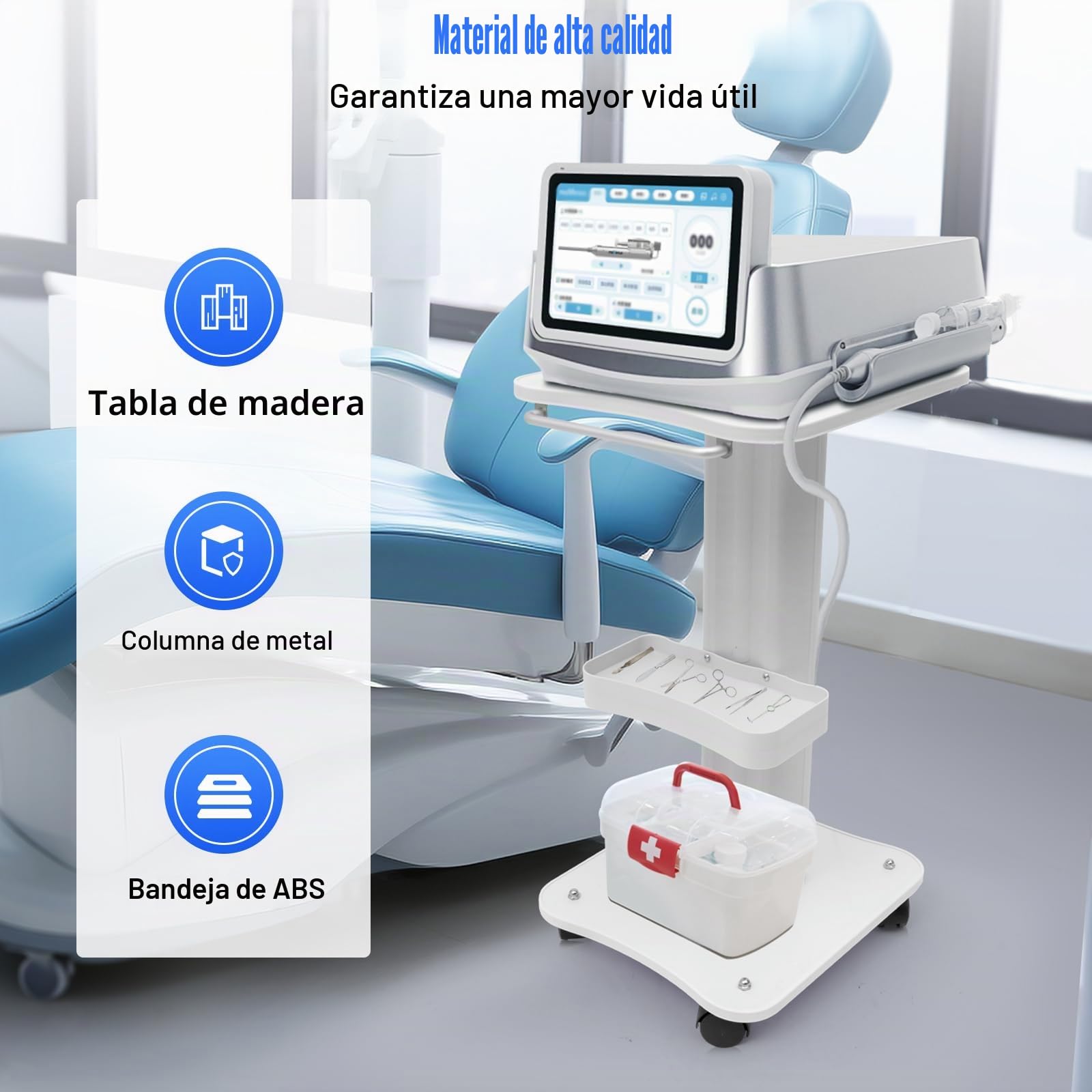 Carrito médico portátil con compartimento de almacenamiento y rueda de freno, carrito de peluquería, carrito de cosméticos, carrito de trabajo, carrito de salón para instrumentos de belleza médicos