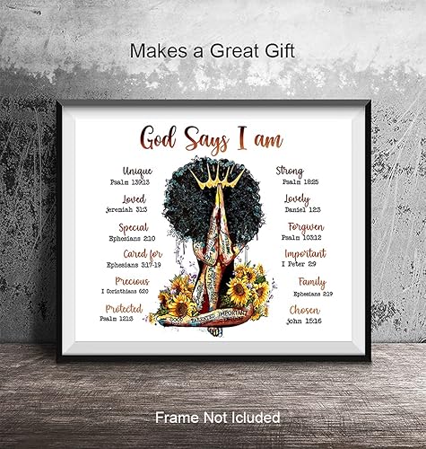 Miniatura 5 de African American Black Wall Art - Religious Spiritual Bible Verse Decor - African American Women, Woman, Girls - Inspirational Christian Scripture