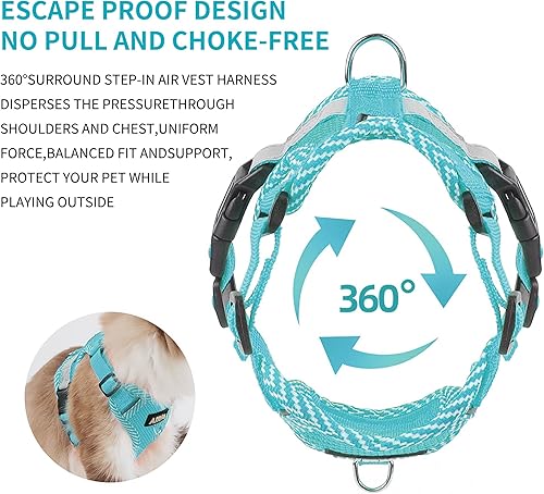 Miniatura 2 de AIITLE Arnés de chaleco súper transpirable para perro, arnés ajustable con correa  Banda reflectante de área grande y hebilla de liberación rápida