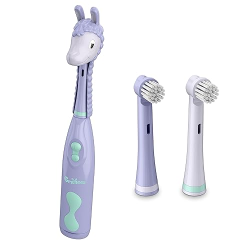 Brusheez Juego de cepillos de dientes electrónicos para niños, cabezales de cepillo de repuesto, paquete de 2 - Luna The Llama