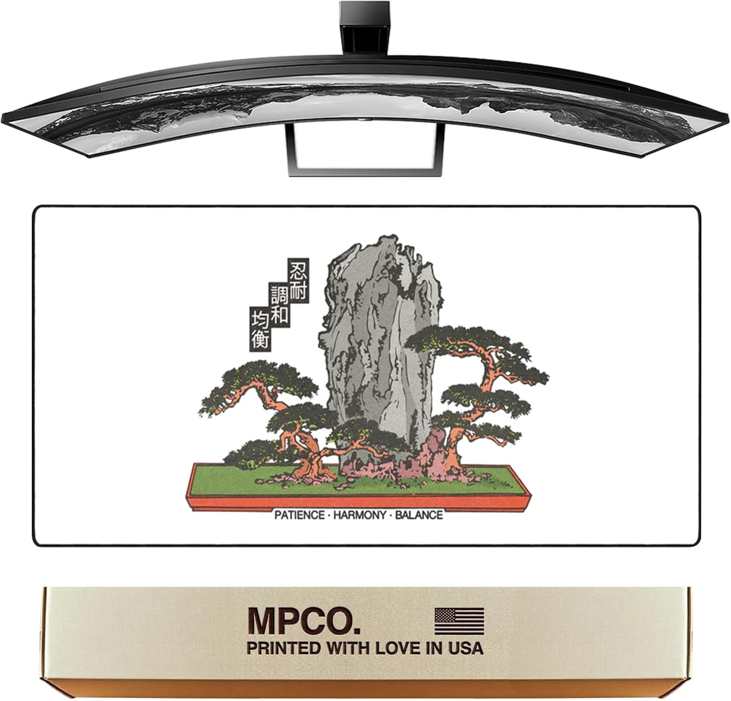 MPCO. OZGMX Large Gaming Desk Pad - 36" x 17" Aeroglyde Fabric Bonsai Desk Mats - Non-Slip, Washable, Smooth Glide for Precision Gaming & Work