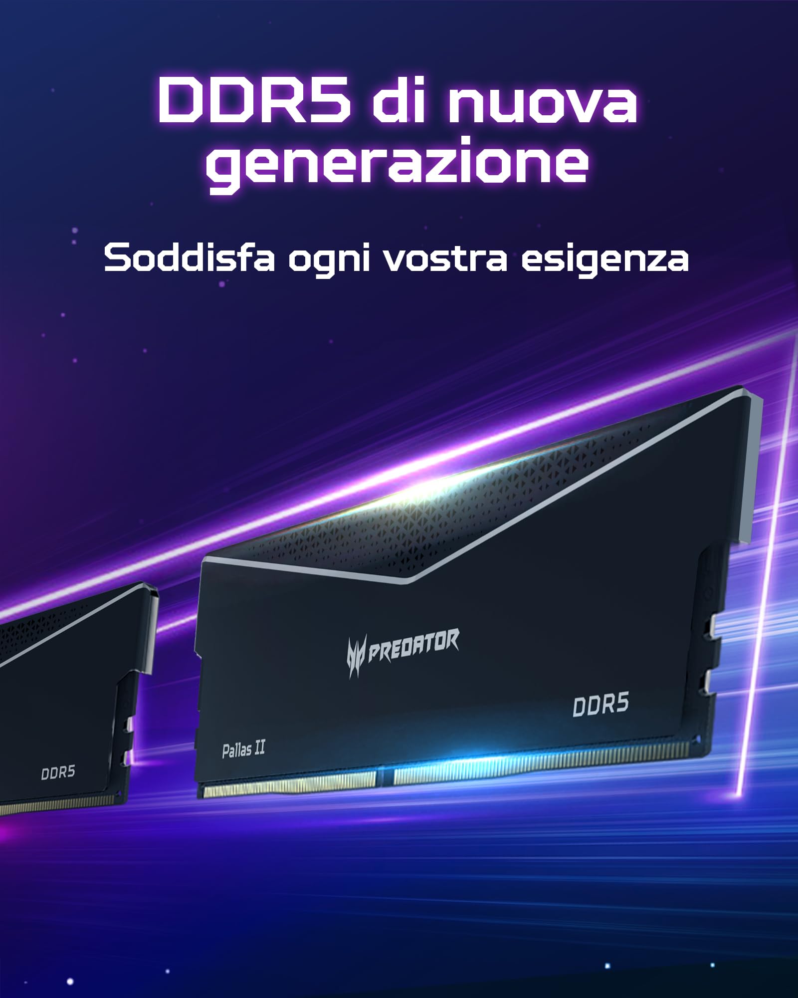 Acer Predator Pallas II DDR5 RAM 32GB (16GBx2) 6000MHz CL36 - Intel XMP 3.0 & AMD Expo - Memoria per computer gaming (Nero)