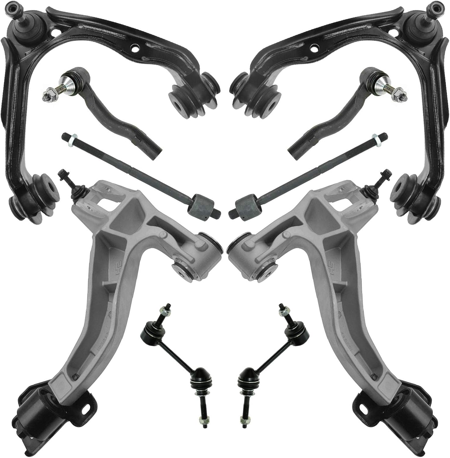 TRQ Front Steering & Suspension Kit Control Arm with Ball Joint Sway Bar Stabilizer Link Tie Rod Compatible with Ford Lincoln Mercury