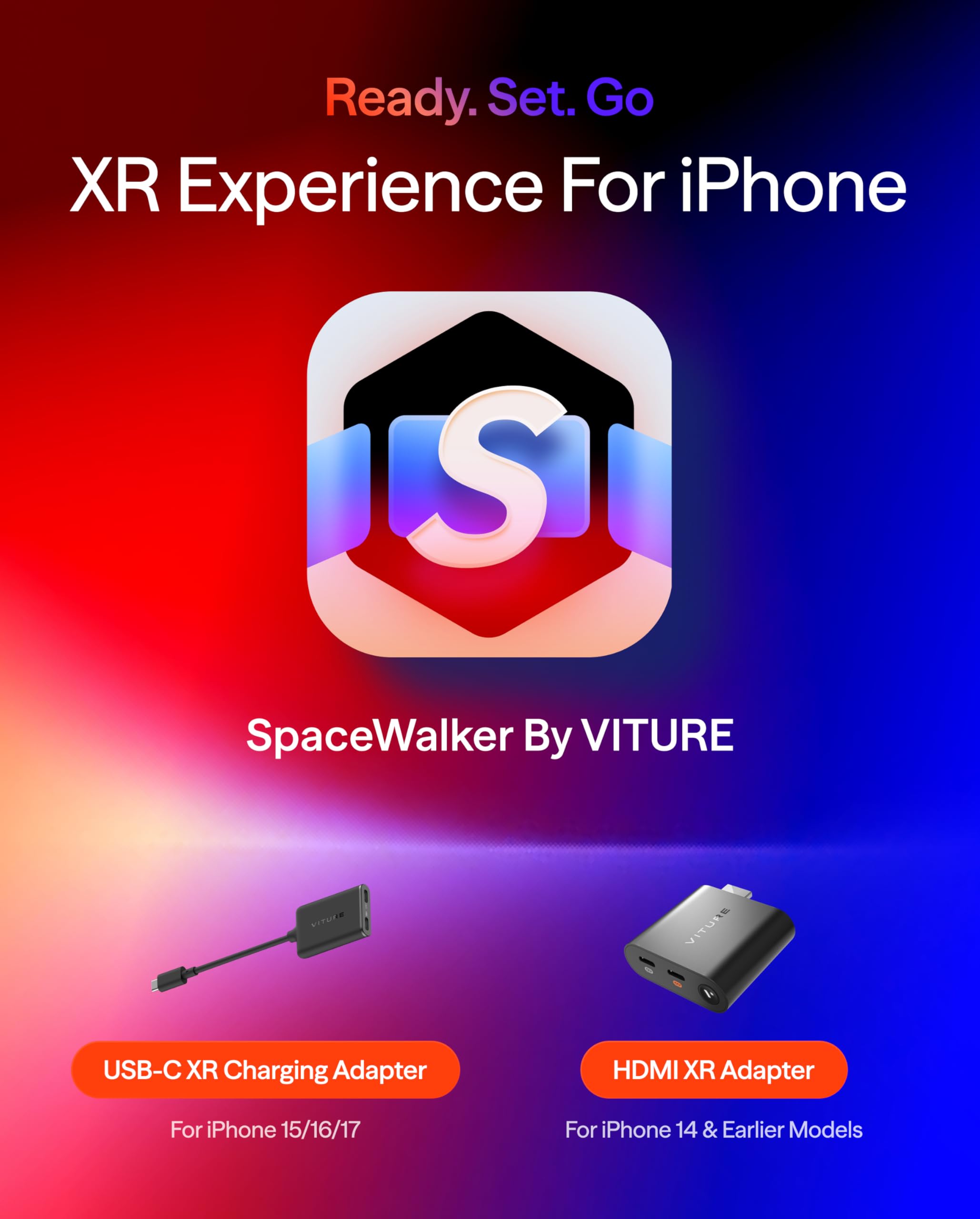 VITURE Adattatore di ricarica USB-C XR per USB-C iPhone, abilitazione al multischermo, 3DoF avanzato, 3D spaziale, funzionalità video VR su per iPhone 17/16/15, ricarica e riproduzione