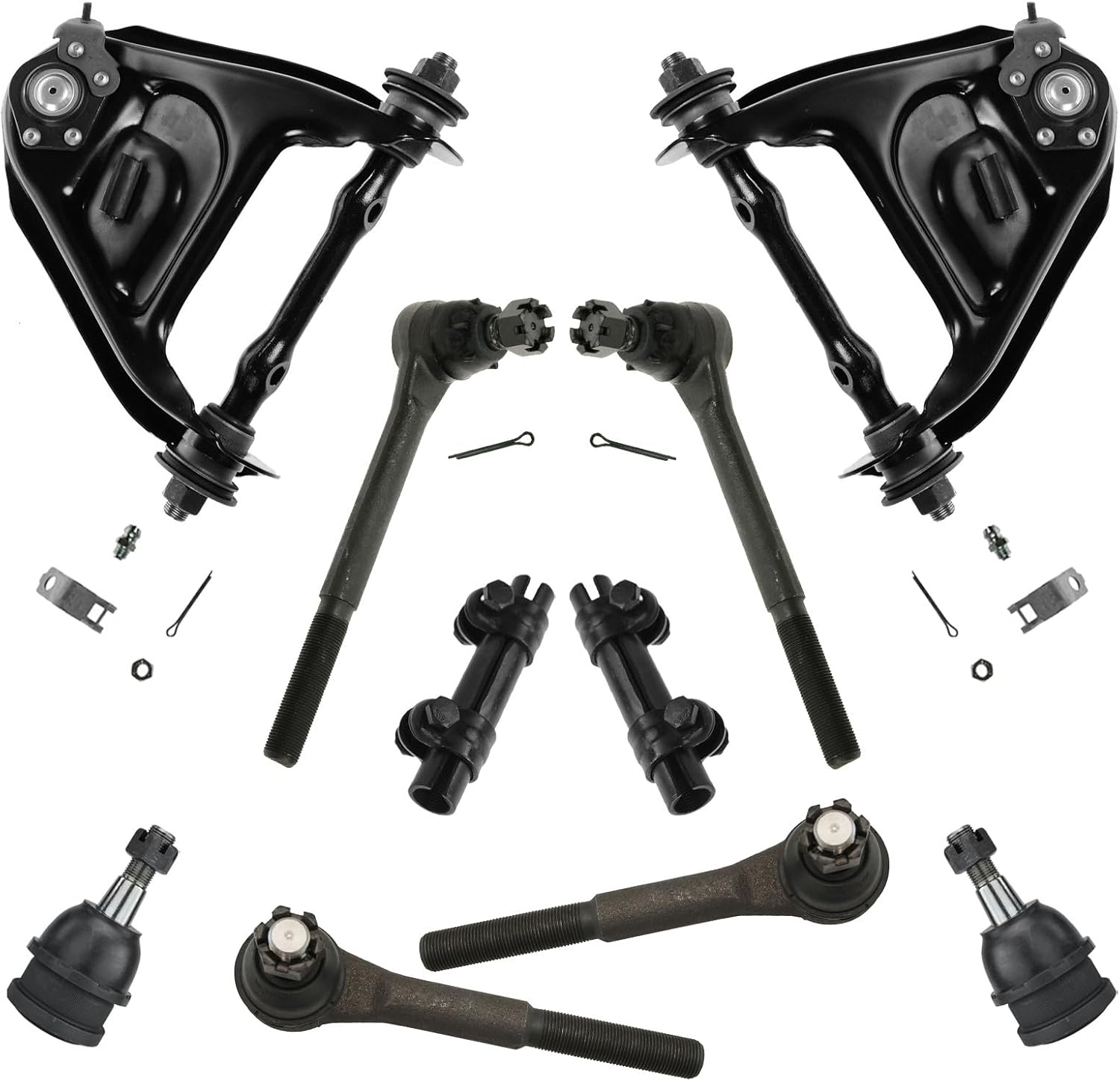 TRQ Front Steering & Suspension Kit Ball Joint Control Arm with Ball Joint Tie Rod Adjusting Sleeve Compatible with Chevrolet GMC