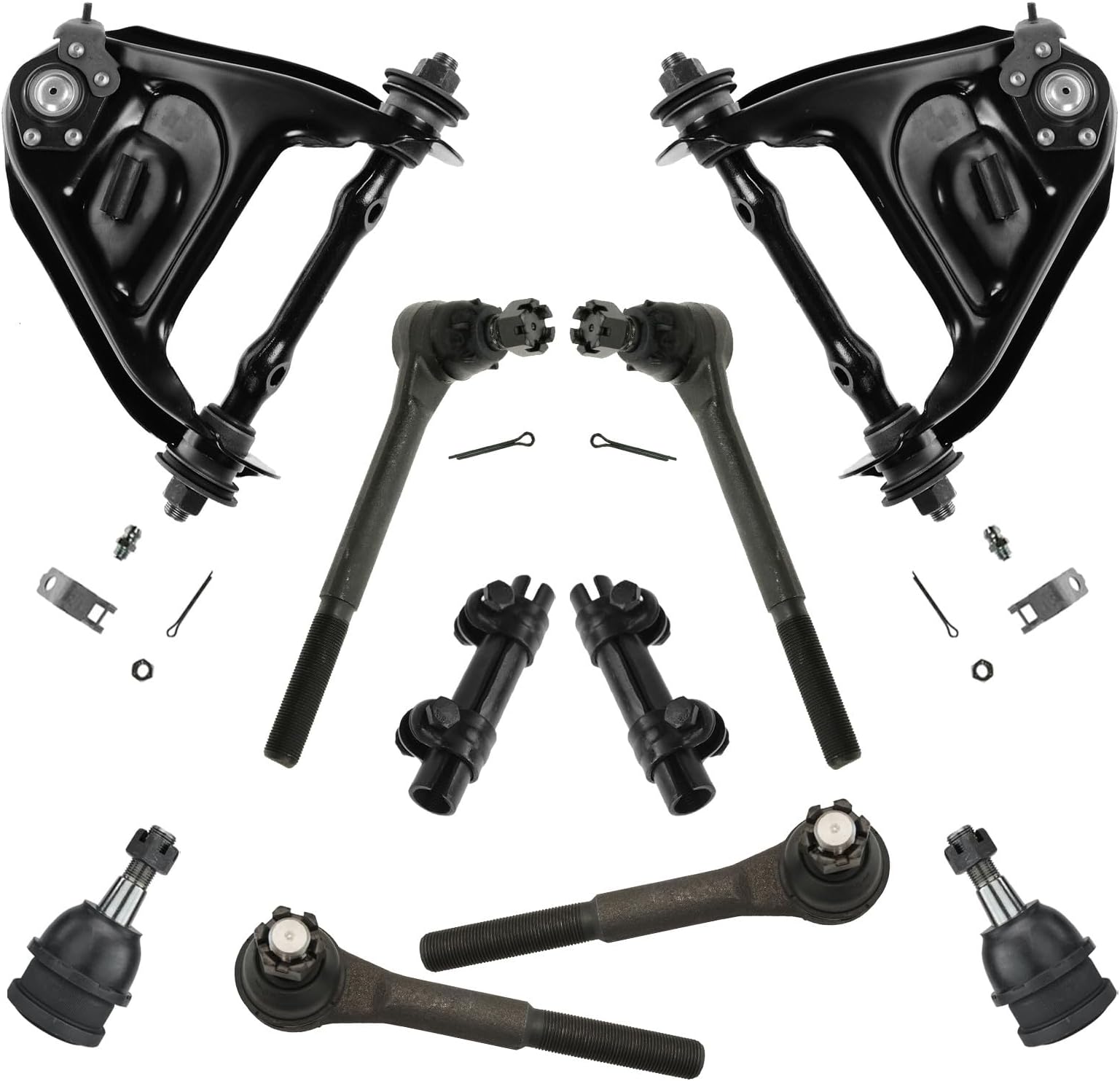 TRQ Front Steering & Suspension Kit Ball Joint Control Arm with Ball Joint Tie Rod Adjusting Sleeve Compatible with Chevrolet GMC