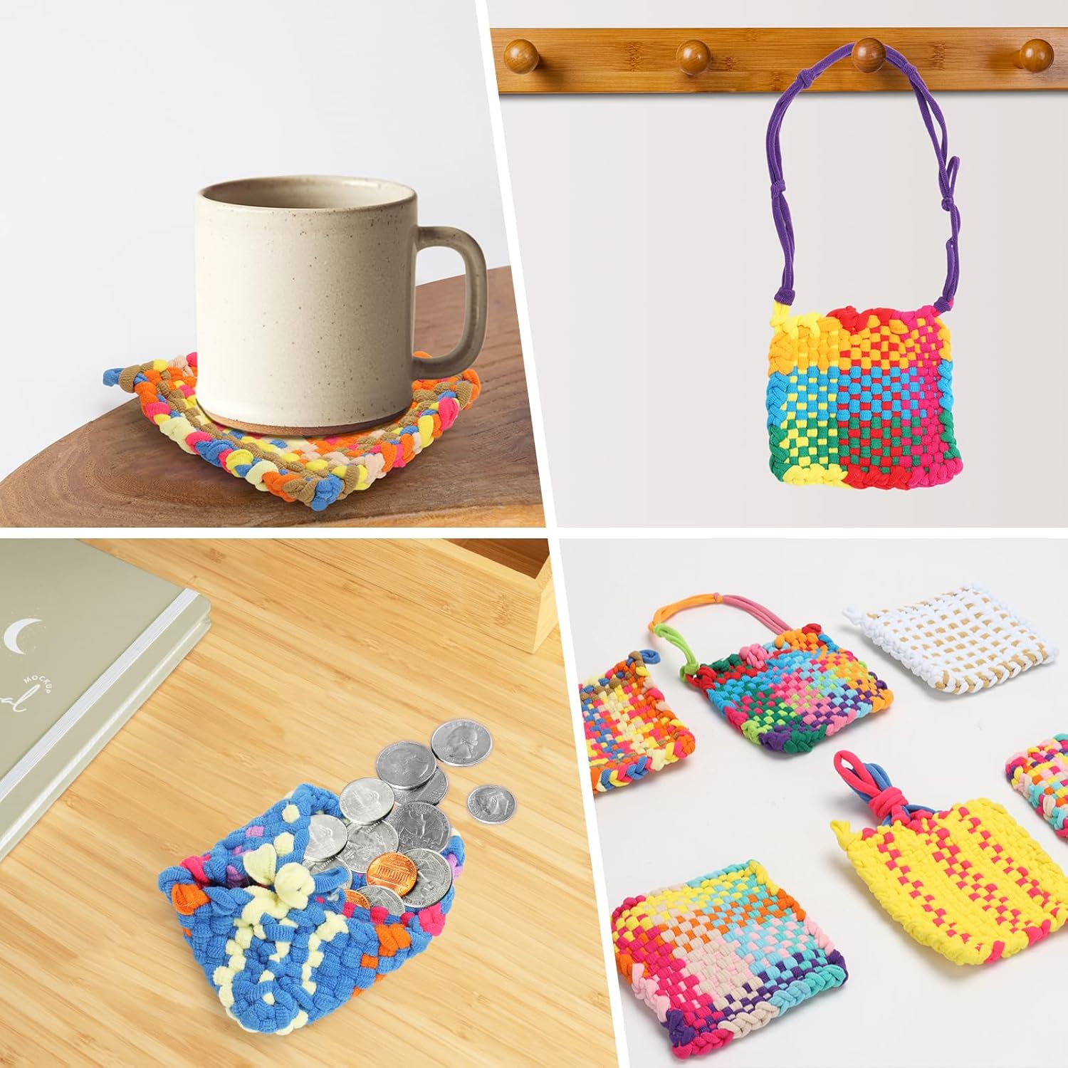 1200 PCS Weaving Loom Loops Potholder 7 inch Durable Nylon DIY Crafts Projects for Kids Adults Rainbow Themed Potholder Weaving Loops Kit Elastic Ideal Gifts for Girls Ages DIY Crafts Supplies