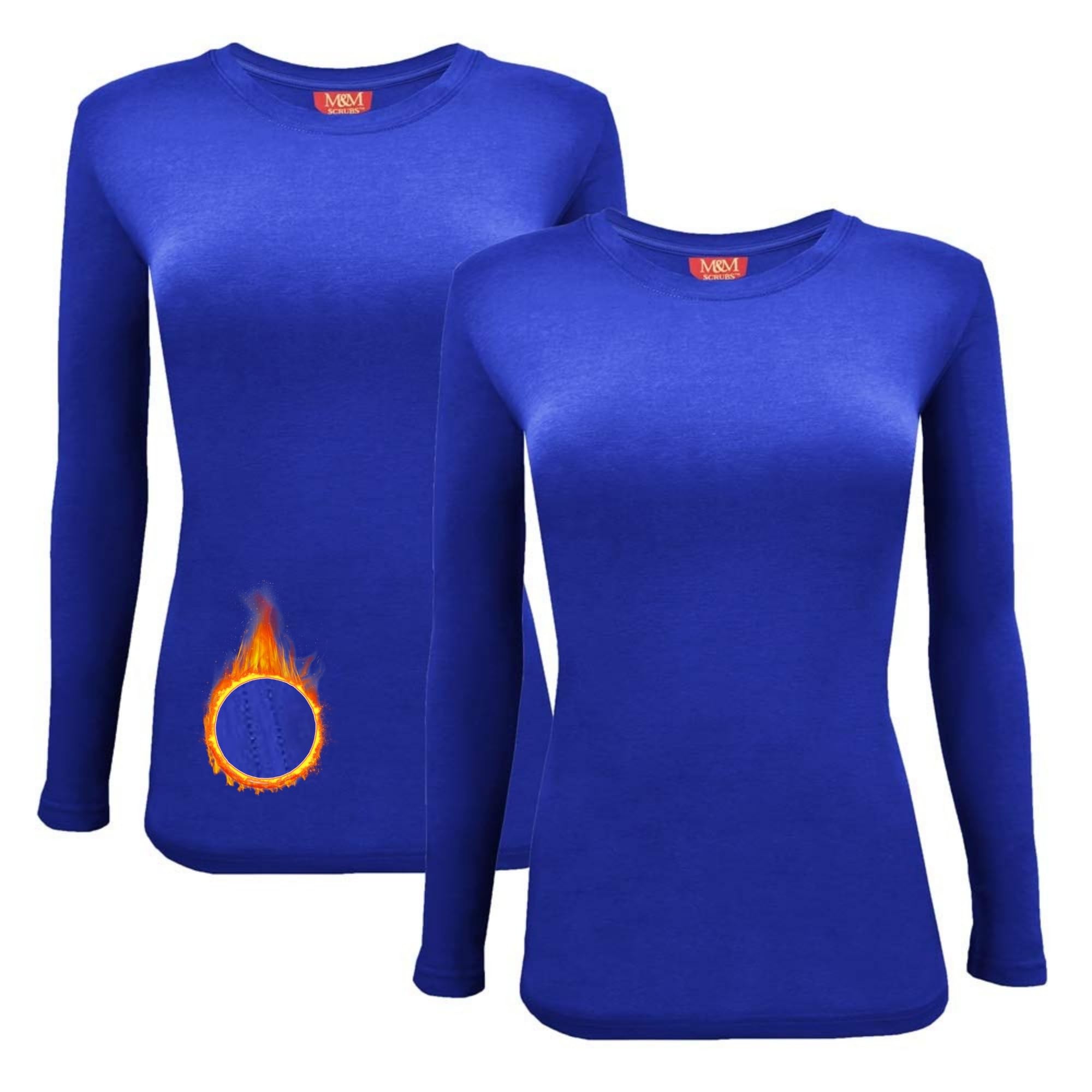 M&M SCRUBS Women's Under Scrub Tee Crew Neck Long Sleeve T-Shirt 2 - Pack