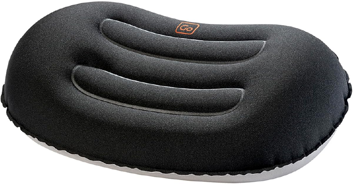 Compact Universal Pillow, Comfortable Travel Pillow for Uninterrupted Sleep and Lumbar Support, Inflatable Neck Pillow for Airplane, Bus, Car, and Train, Travel Essentials, Black