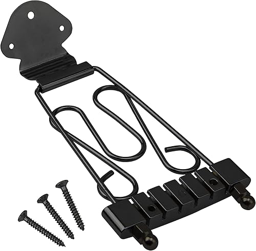 Vista 2 de 1 puente de guitarra trapecio Yootones de 6 cuerdas con tornillos compatible con guitarras eléctricas Jazz Archtop (negro)