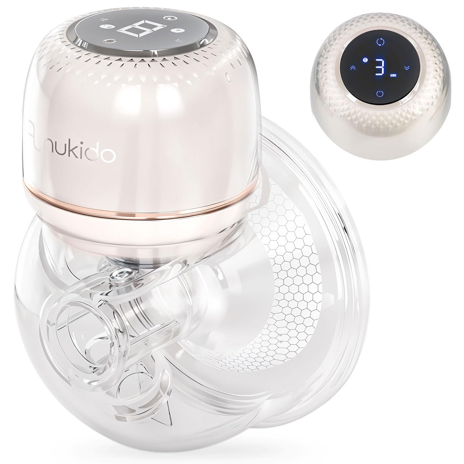Nukido Milchpumpe Elektrisch 3 Modi Tragbar LED Anzeige BPA Frei Silikon Weiß Gold