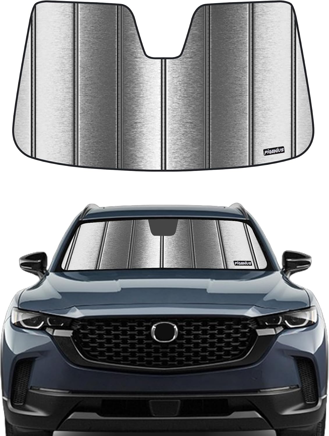 Pigenius Custom Windshield Sunshade For 2017-2024 Mazda CX-5 - Heat Reduction Sun Shield With Storage Bag