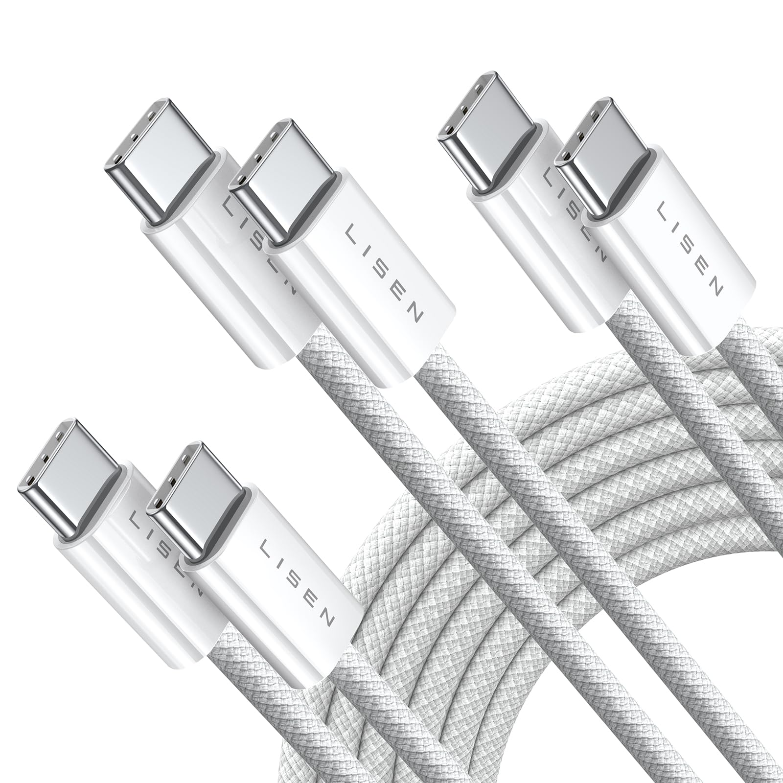 3 Pack/6.6FT USB C to USB C Fast Charging Cable 60W Cable for iPhone 16/15 Pro Max Plus Samsung Galaxy S25/S24 Ultra, iPad Pro (13/12.9/11 inch) iPad Air 5, White