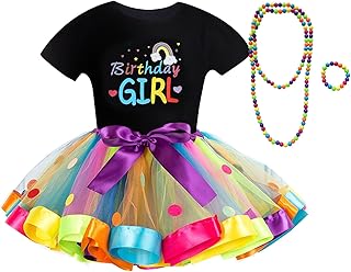 Girls Rainbow Tutu Ballet Skirt with Shirt, Necklace & Bracelet