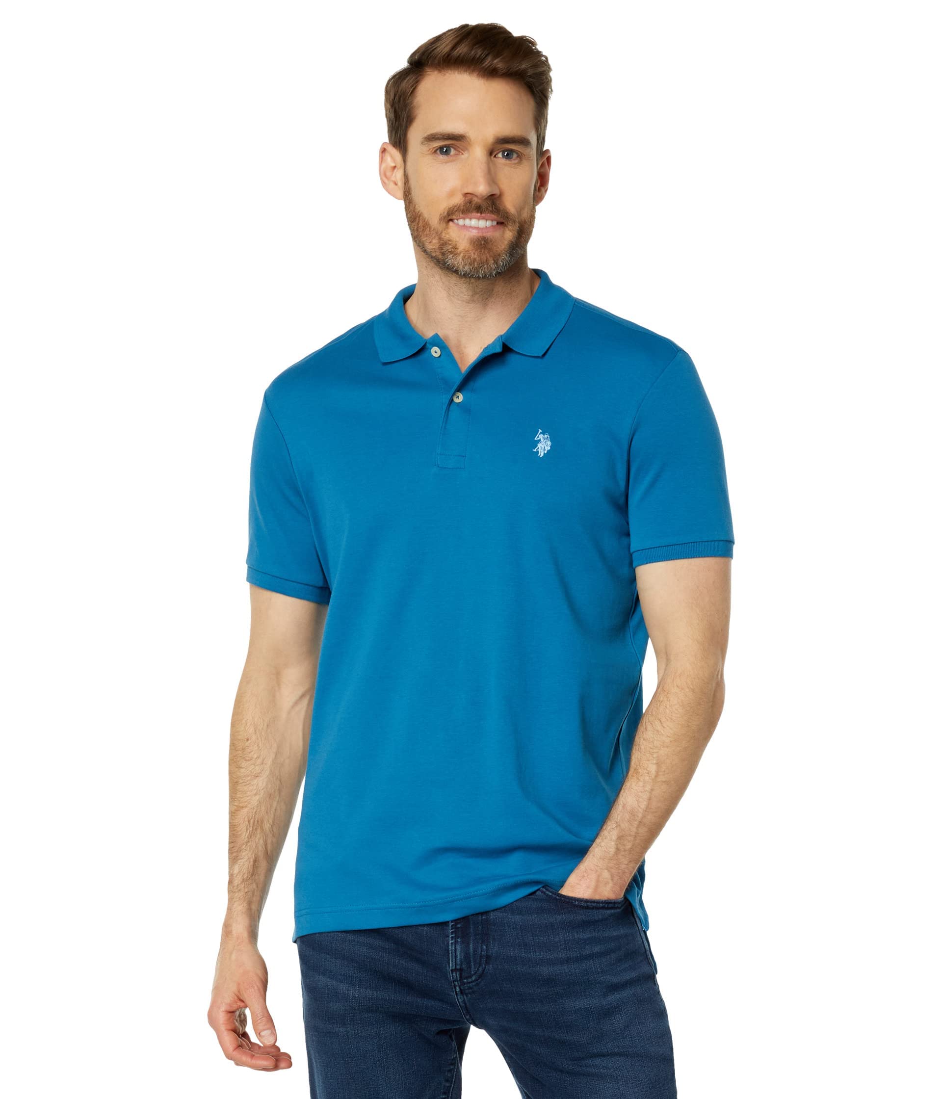 U.S. Polo Assn. Interlock Core Polo Shirt Blue Sapphire/Azure Blue LG