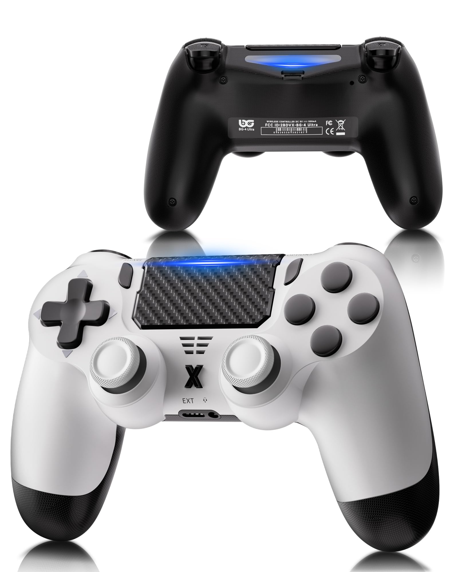 RUIZHI Wireless Controller für PS4 - Controller für Playstation 4 kompatibel mit PC/Pro/Slim, Gamepad Joystick mit Turbo/Dual-Vibration/6-Achsen Gyro Sensor/Touchpanel [1 Pack, Weiß]
