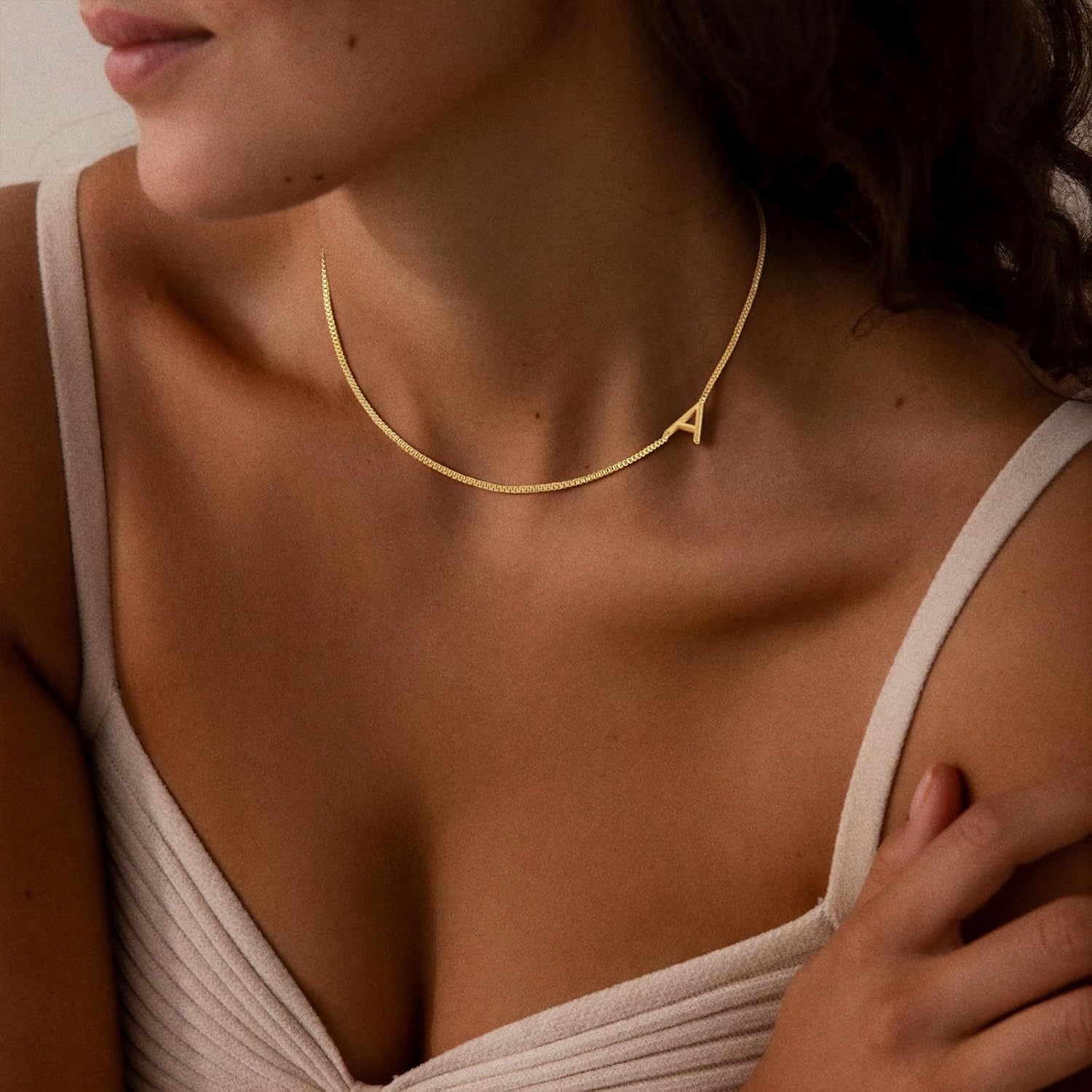 Initial Necklaces for Women, Trendy 14K Gold Plated Sideways Initial Necklace Dainty A-Z Letter Necklace Hypoallergenic Custom Personalized Necklaces Fashion Accessories Gold Jewelry Gifts for Her - Image 5