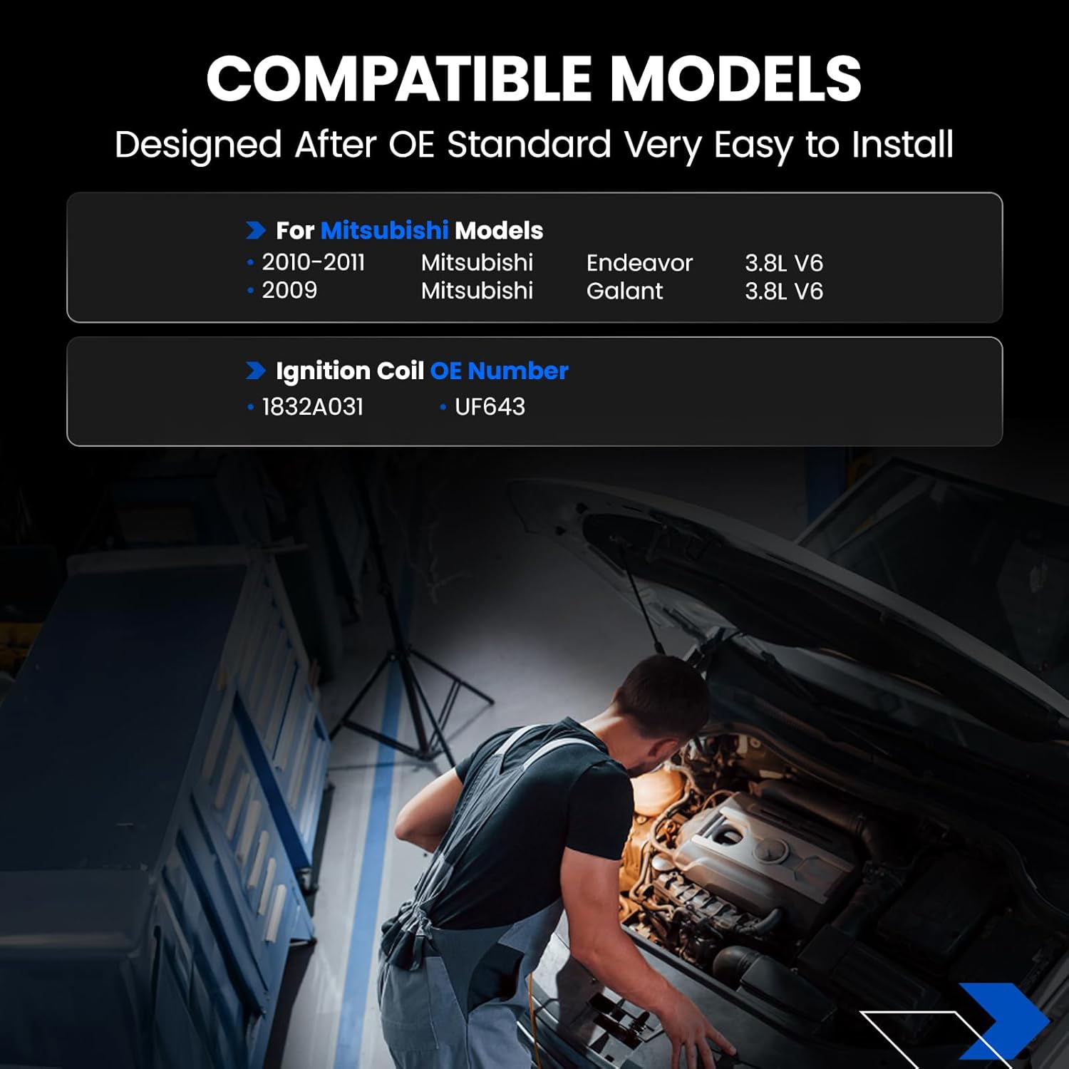 UF643 Ignition Coils Compatible with Mitsubishi Endeavor 2010-2011, Galant 2009, 3.8L V6 - Replaces 1832A031 (6PCS)