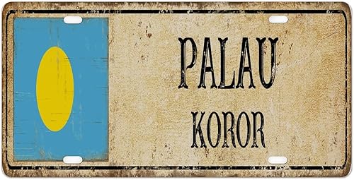 Palau - Placa de matrícula frontal vintage Koror City decorativa de metal para automóvil, placa de matrícula de aluminio de 6 x 12 pulgadas, regalo