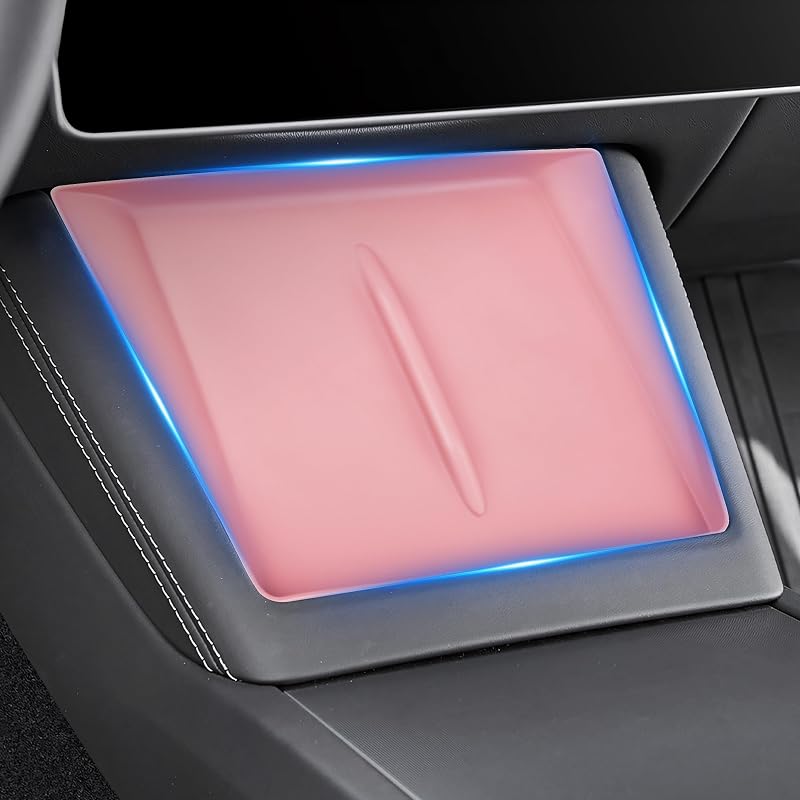 Capa de Silicone para Base de Carregamento Sem Fio Tesla Model 3 Highland 2024-2027 frani Rosa-claro
