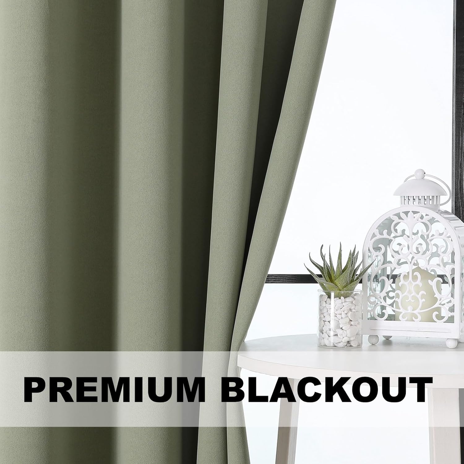 Grommet Blackout Curtains for Bedroom and Living Room - 2 Panels Set Thermal Insulated Room Darkening Curtains (Matcha Green, 52W x 108L)