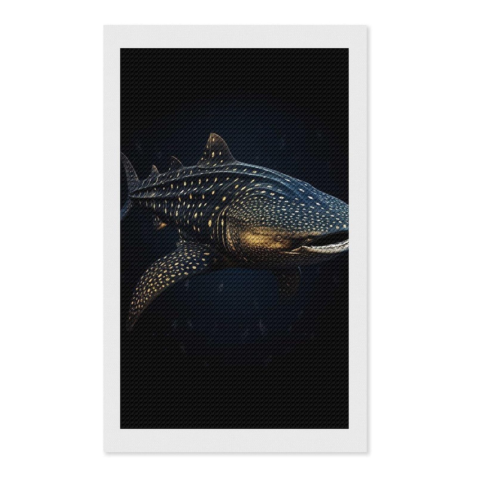 Junmoney Whale Shark Diamond Art Kit 12"x20", Modern Decor, for Adults, Printed Canvas, Holiday Gift Idea, Fun Craft Experience
