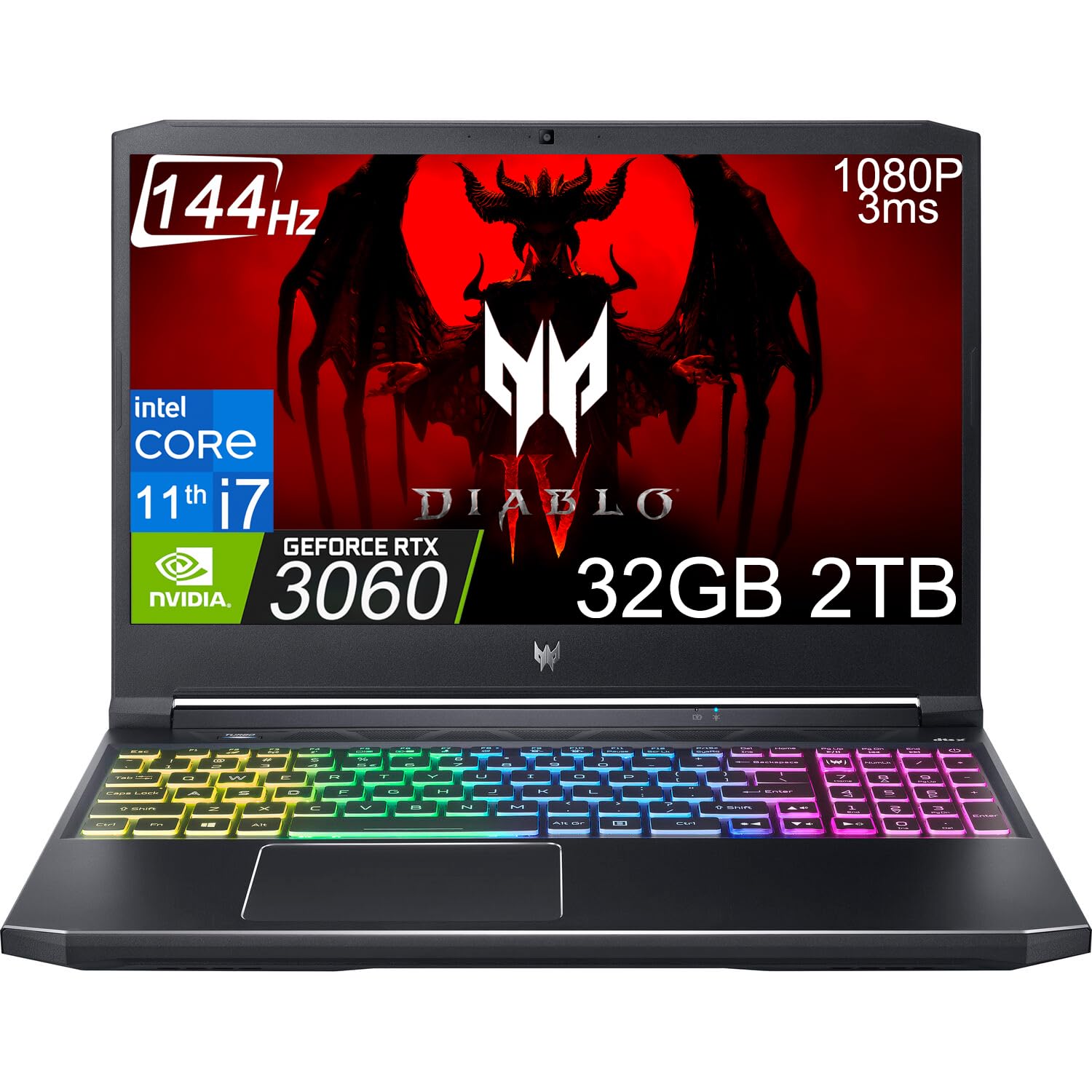 Acer Predator Helios Triton 500 SE (16" QHD 165Hz, Intel 8-Core i7-11800H, 32GB RAM, 2TB SSD, GeForce RTX 3060 6GB) 3-Zone RGB Backlit Gaming Laptop, Webcam, Fingerprint, Win11 Home, Steel Gray