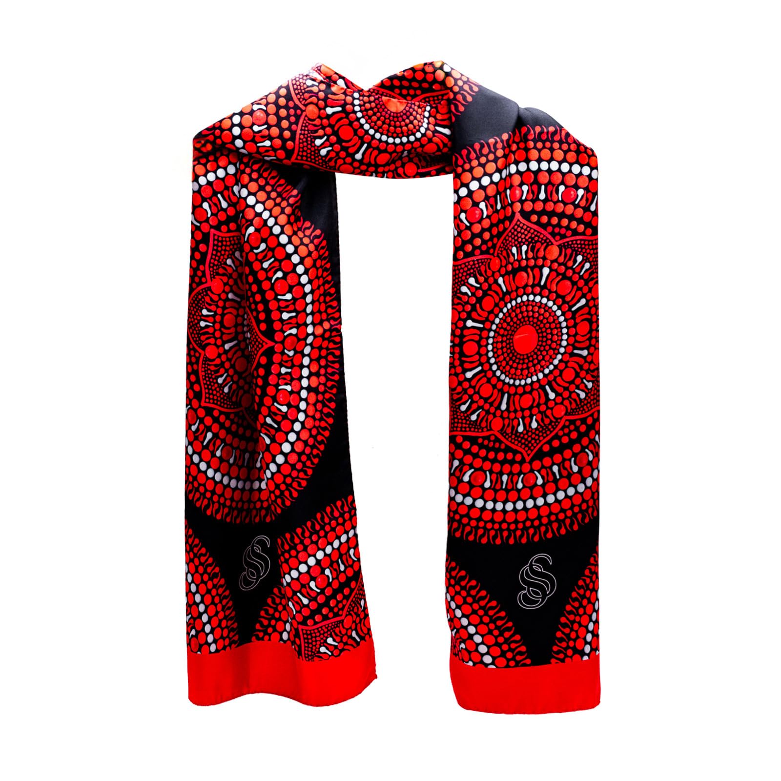 Seta Sole – Sciarpa in 100% Seta Made in Italy 45x160 cm – Mandala Disegnato a Mano – Foulard Elegante Donna, Accessorio Moda Artigianale Lago di Como