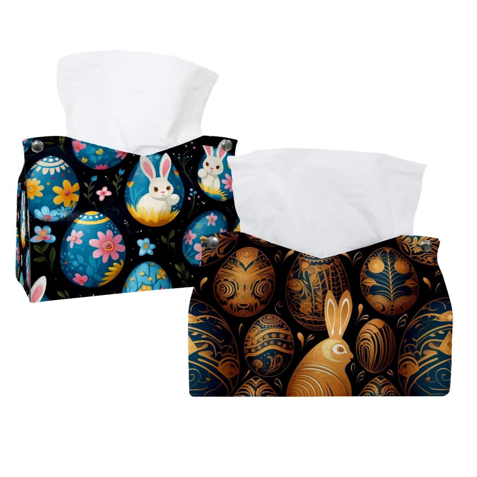 Boîte à mouchoirs de Pâques en cuir noble pour une décoration d'intérieur raffinée