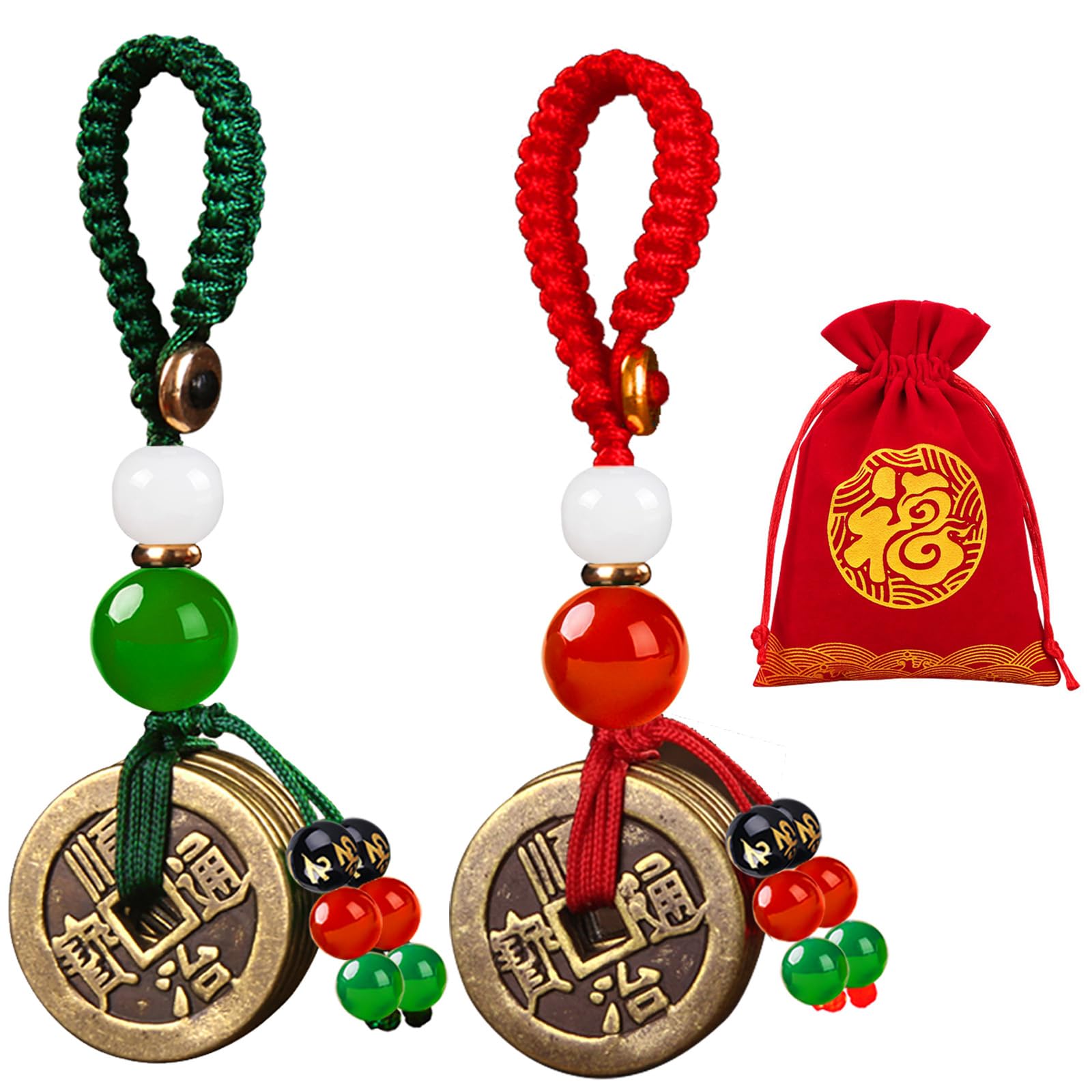 VERYOND Feng Shui Coins for Good Luck with Chinese Five Emperors Money for Wealth and Success, i Ching Coins for Home, Car, Keychain Decoration