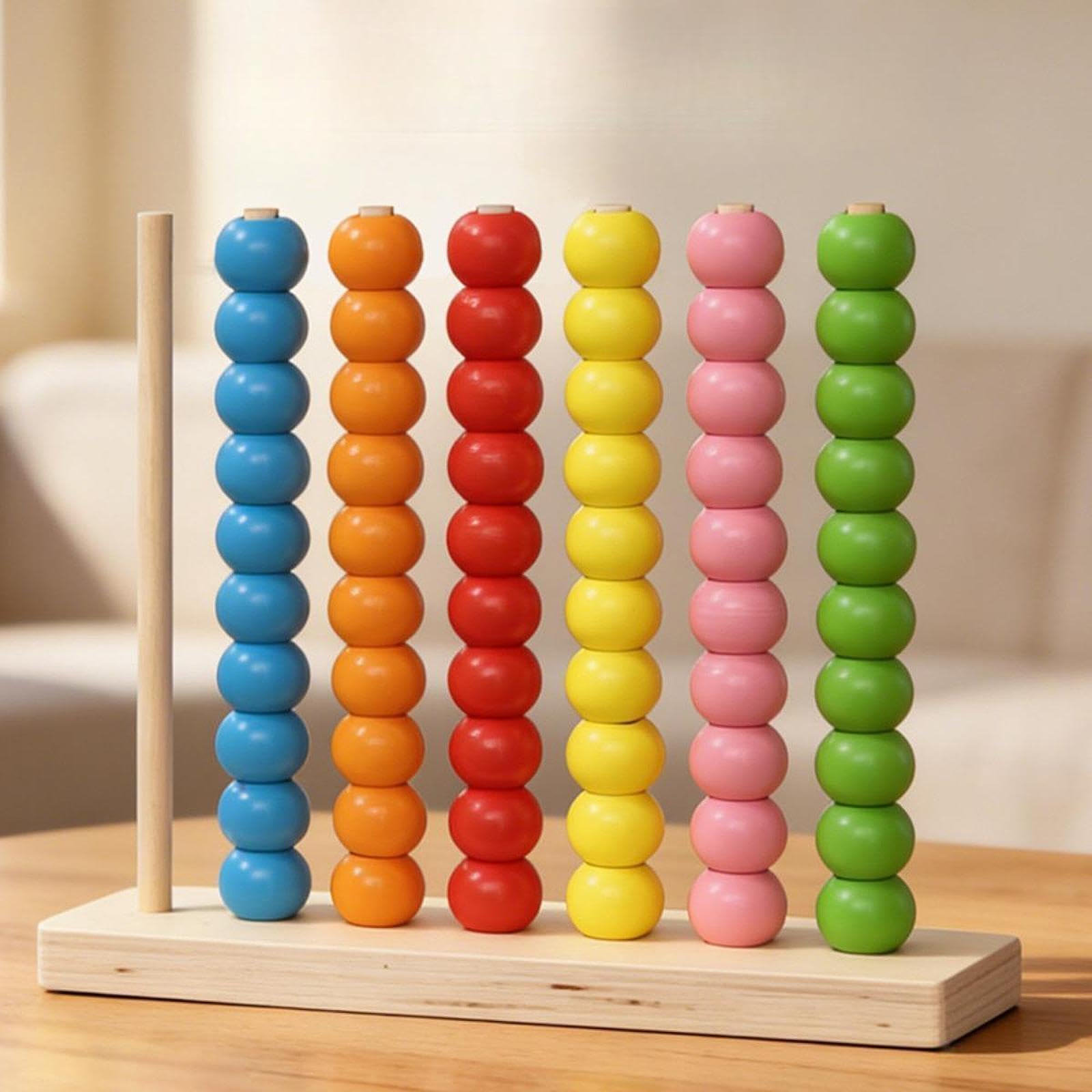 Sharplace Gioco di conteggio interattivo con perline in legno per imparare a contare e smistare i colori, giocattolo educativo per bambini dai 3 anni in su, 21.5x6x20 Cm