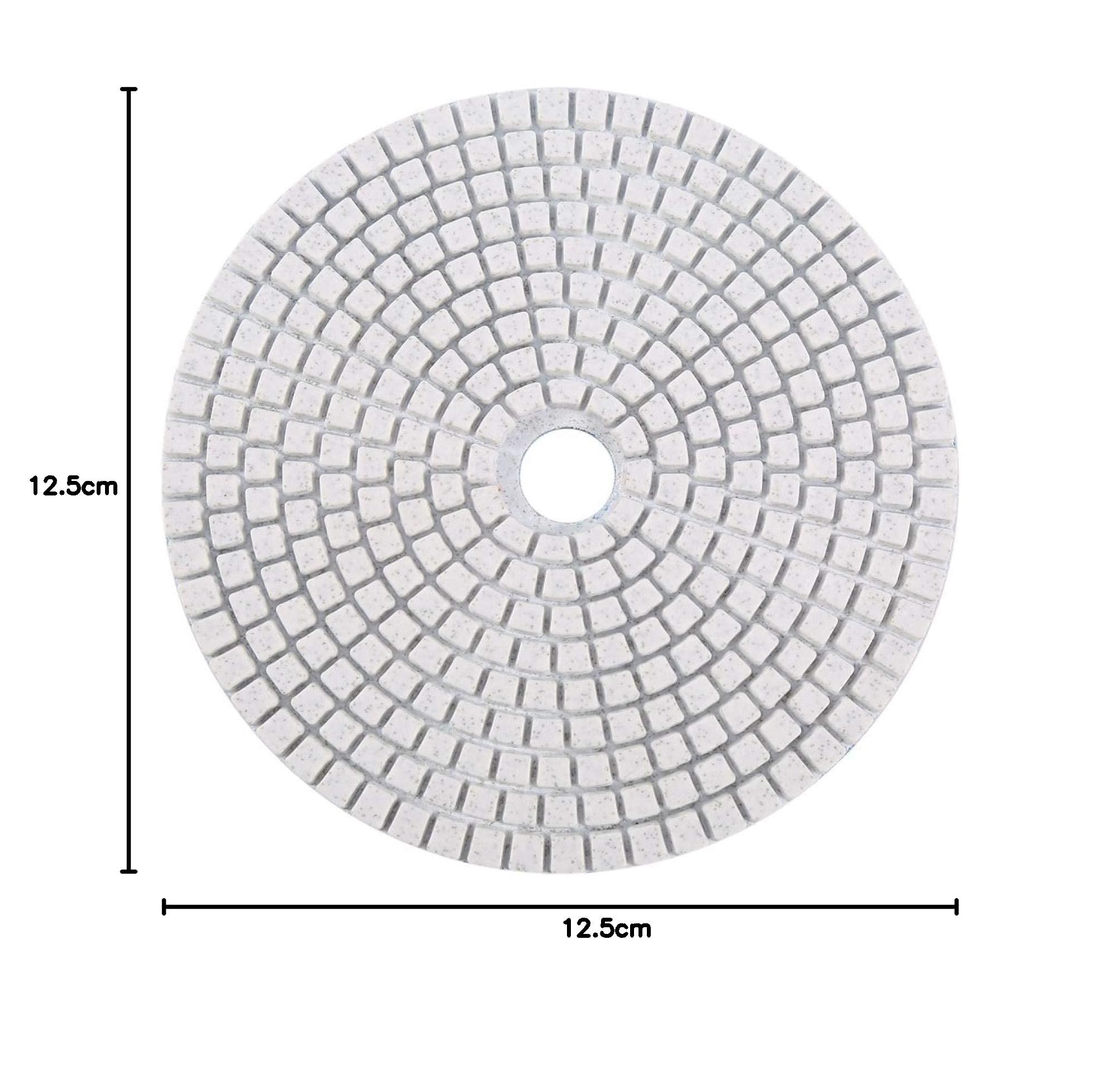 125 mm diamentowe podkładki polerskie 125 mm, tarcza szlifierska na mokro diamentowa tarcza polerska zestaw 7 sztuk (opcjonalnie) do polerowania marmuru z granitu (50)