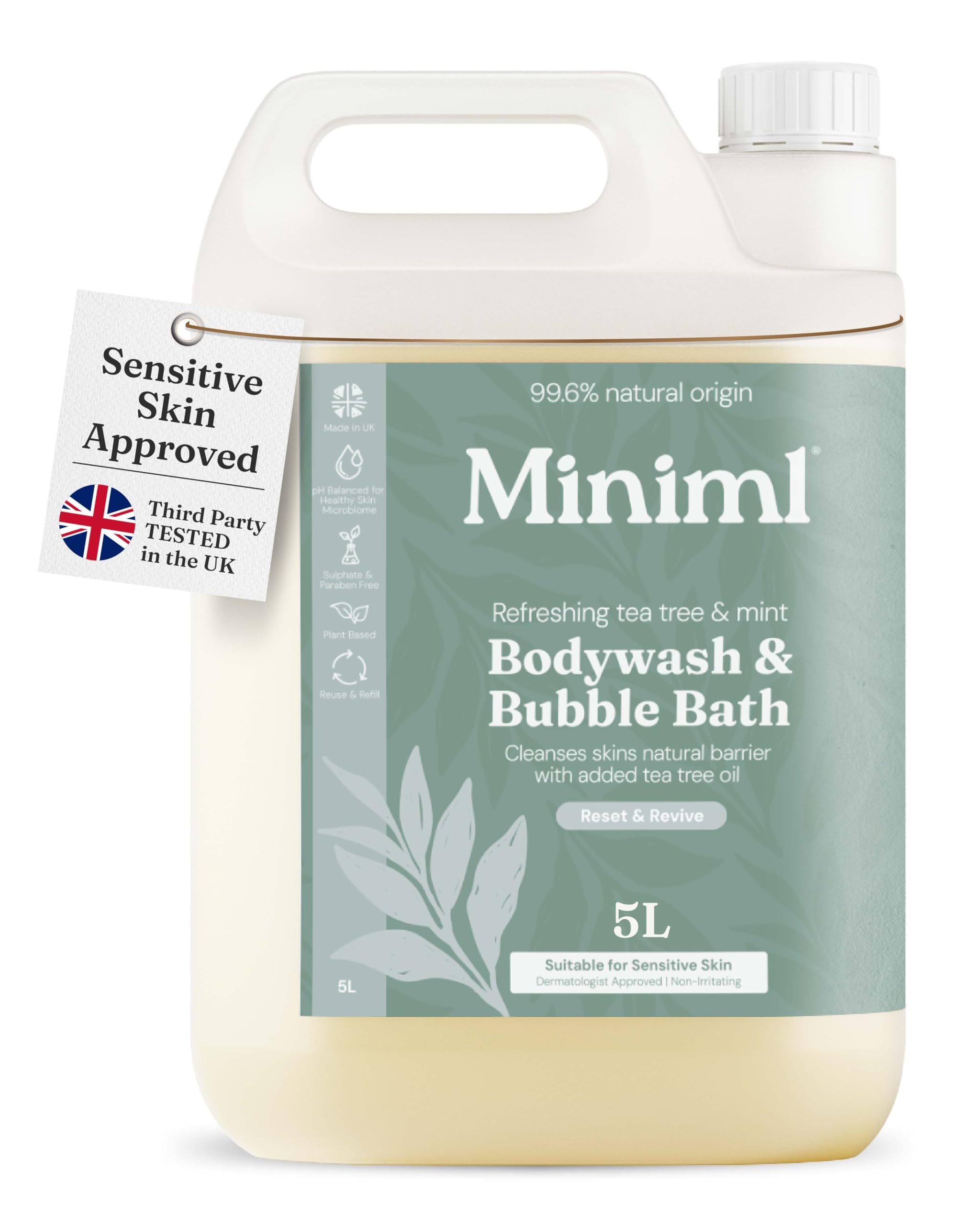 Miniml Bodywash And Bubble Bath Tea Tree/Mint 5 Litre Min167