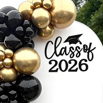 Class of 2026 Sign for Backdrop - Felt Class of 2026 Congrats Grad Decal Sign for Graduation Balloon Arch Backdrop Grad Party Decorations Photo Props Black