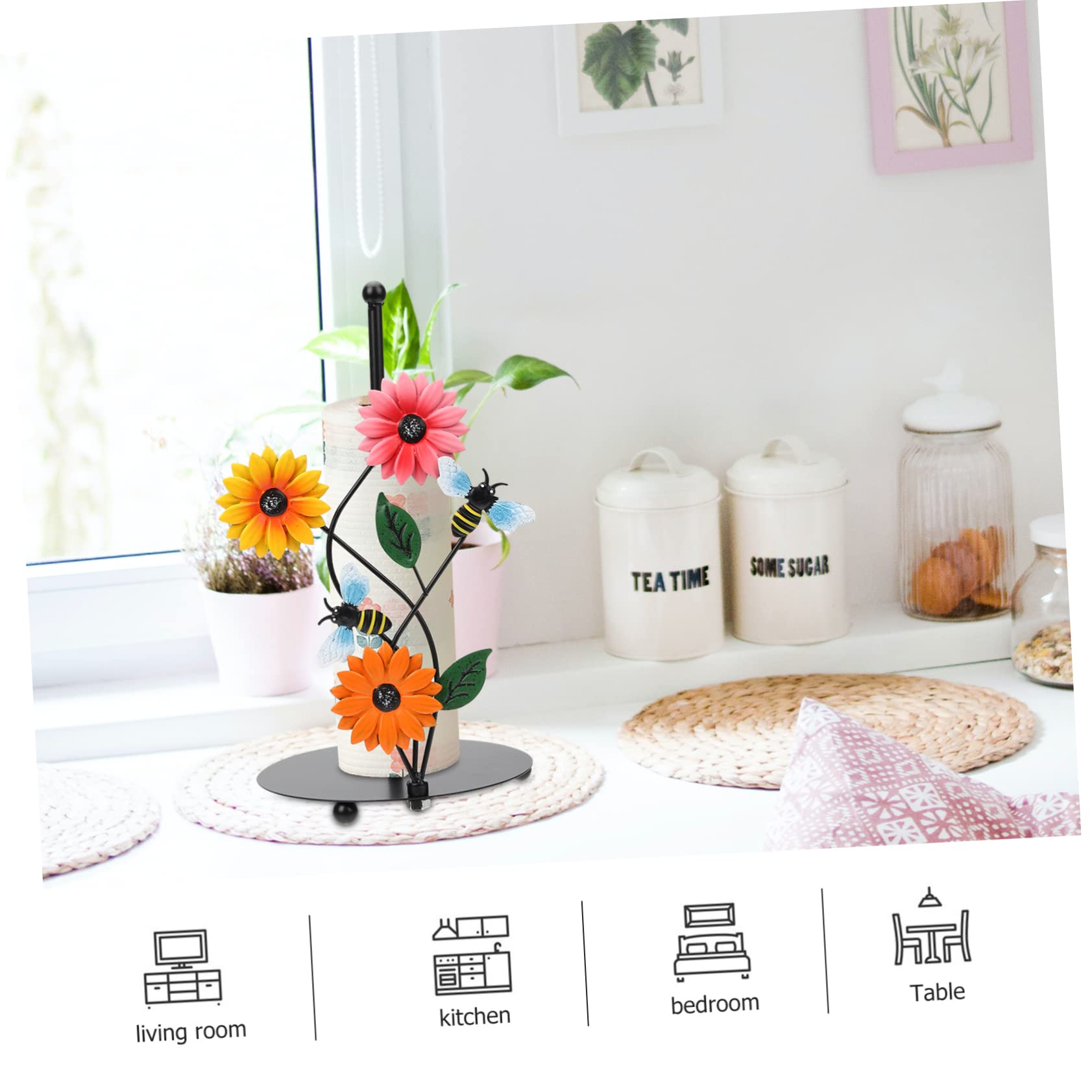Küchenrollenhalter Aus Papier Sonnenblumen-Design Handtuchhalter Für Küche Stabiler Standfuß Einfaches Entnehmen des Papiertuchs