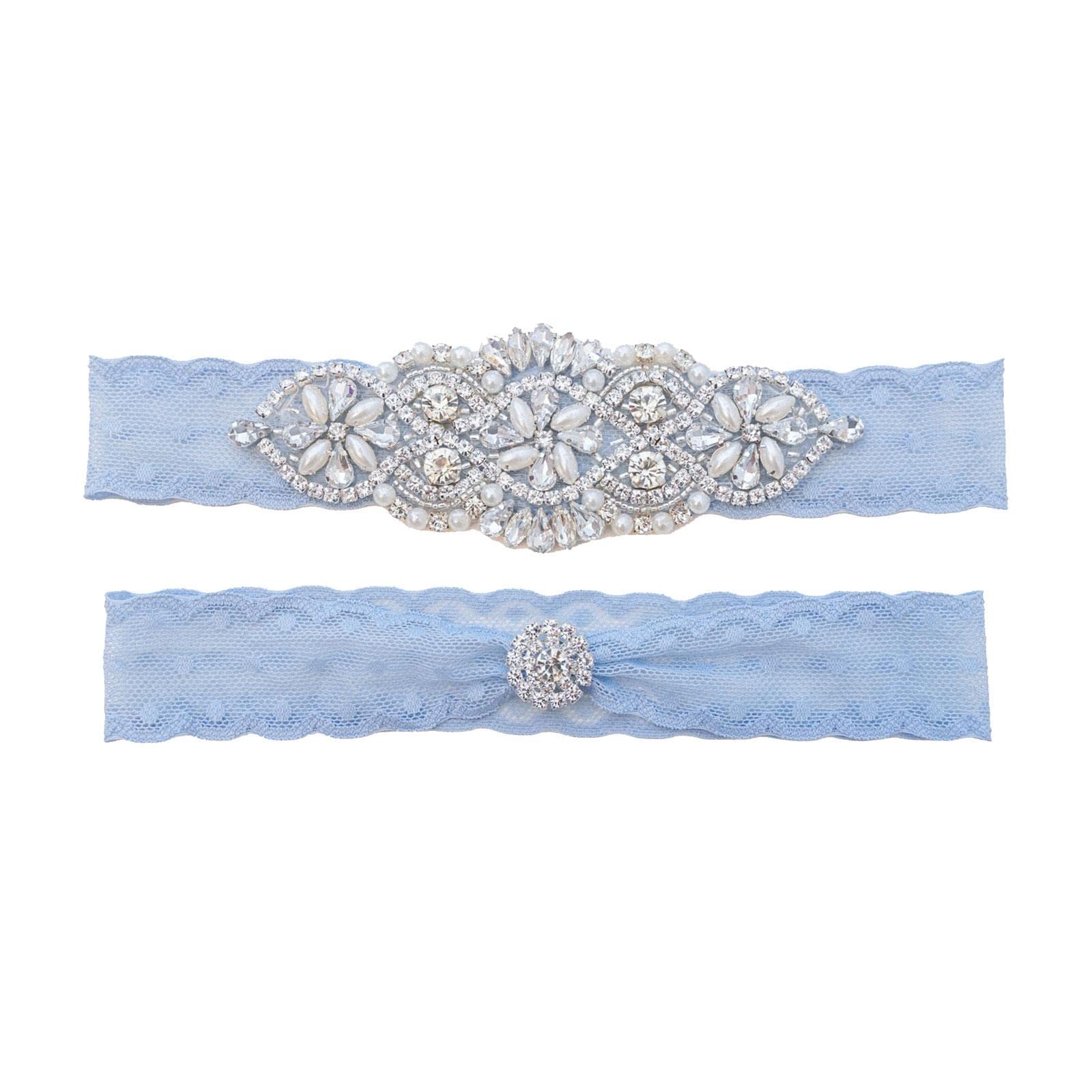 nivaa 2x Lace Leg Garter Belt Rhinestone Wedding Bridal Garters for Party Clubwear-picture-1