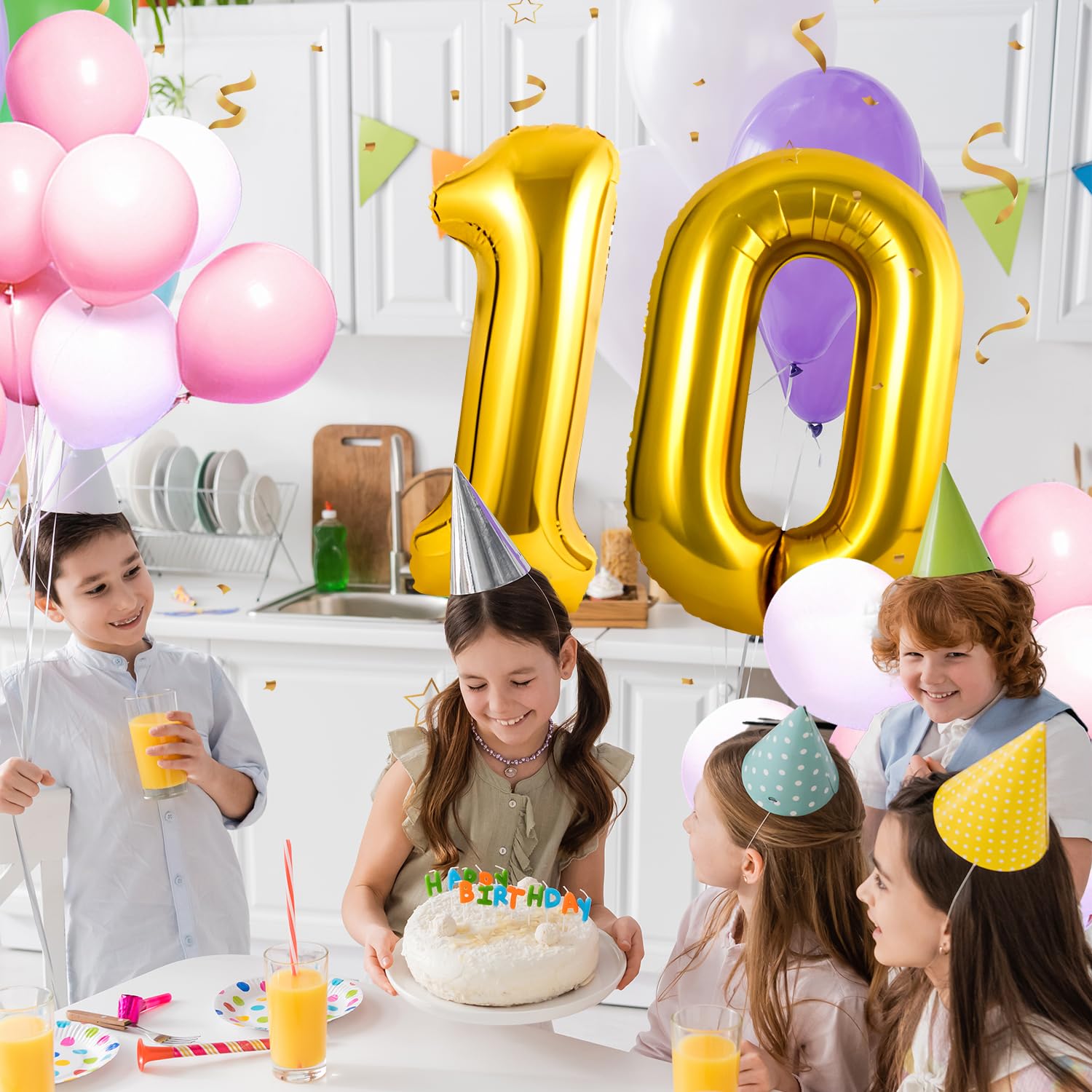 Folienballon 10 Happy Birthday - Rosa Gold 33cm Für Mädchen Geburtstag