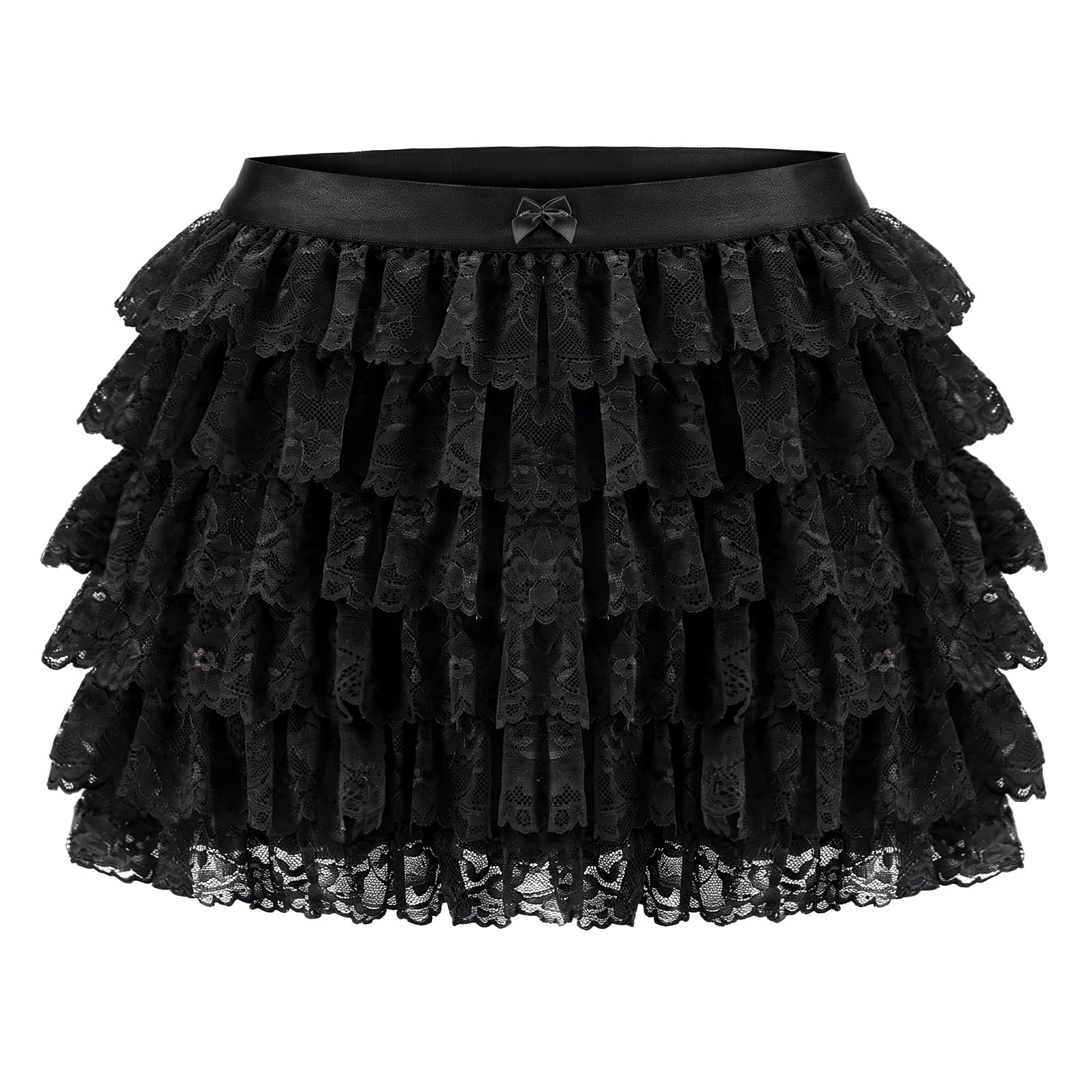 Women Y2K Lolita Bloomers Lace Mesh Ruffle Shorts Sexy Boyshorts Elastic Waist Sweet Pettipants