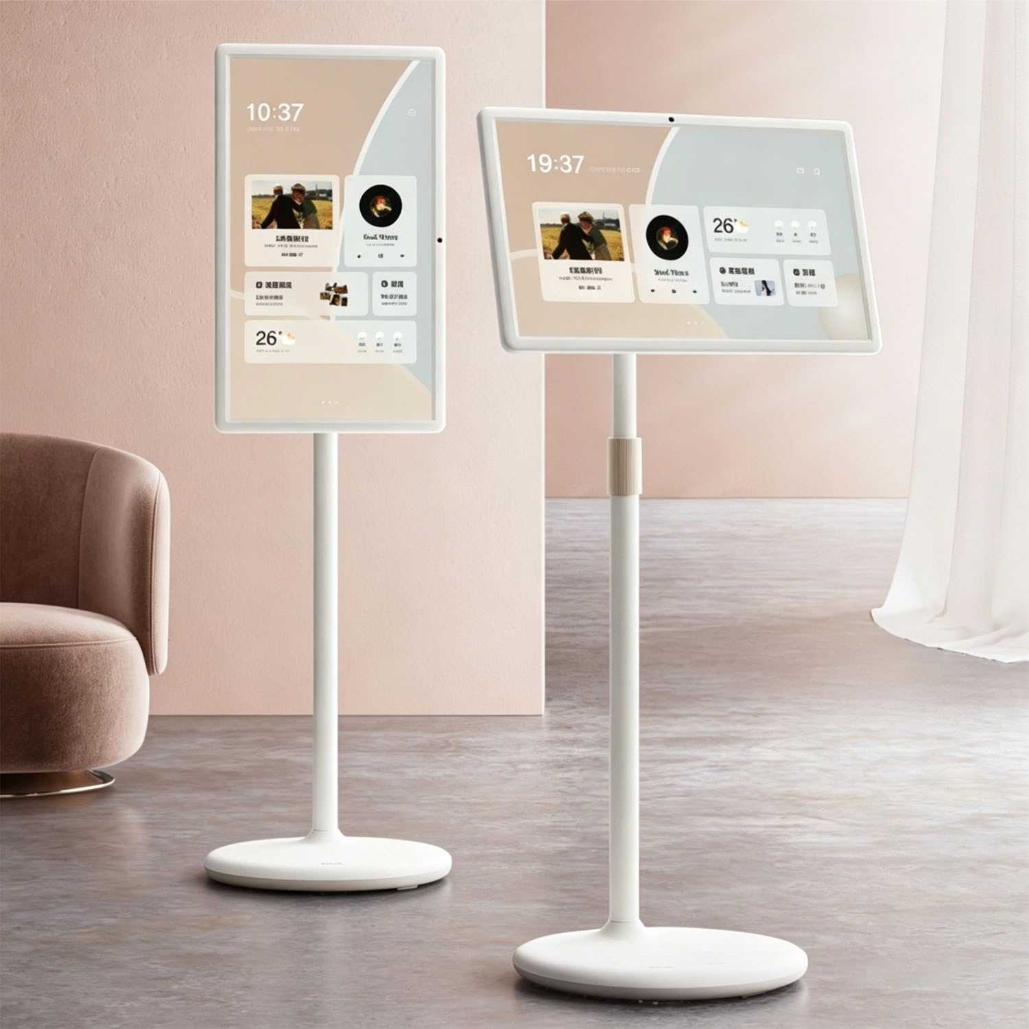 TV portatile su ruote, monitor da 27 pollici con batteria da 10000 mAh, rotazione completa per home cinema e presentazioni in ufficio, design a rotazione con memoria da 128 GB