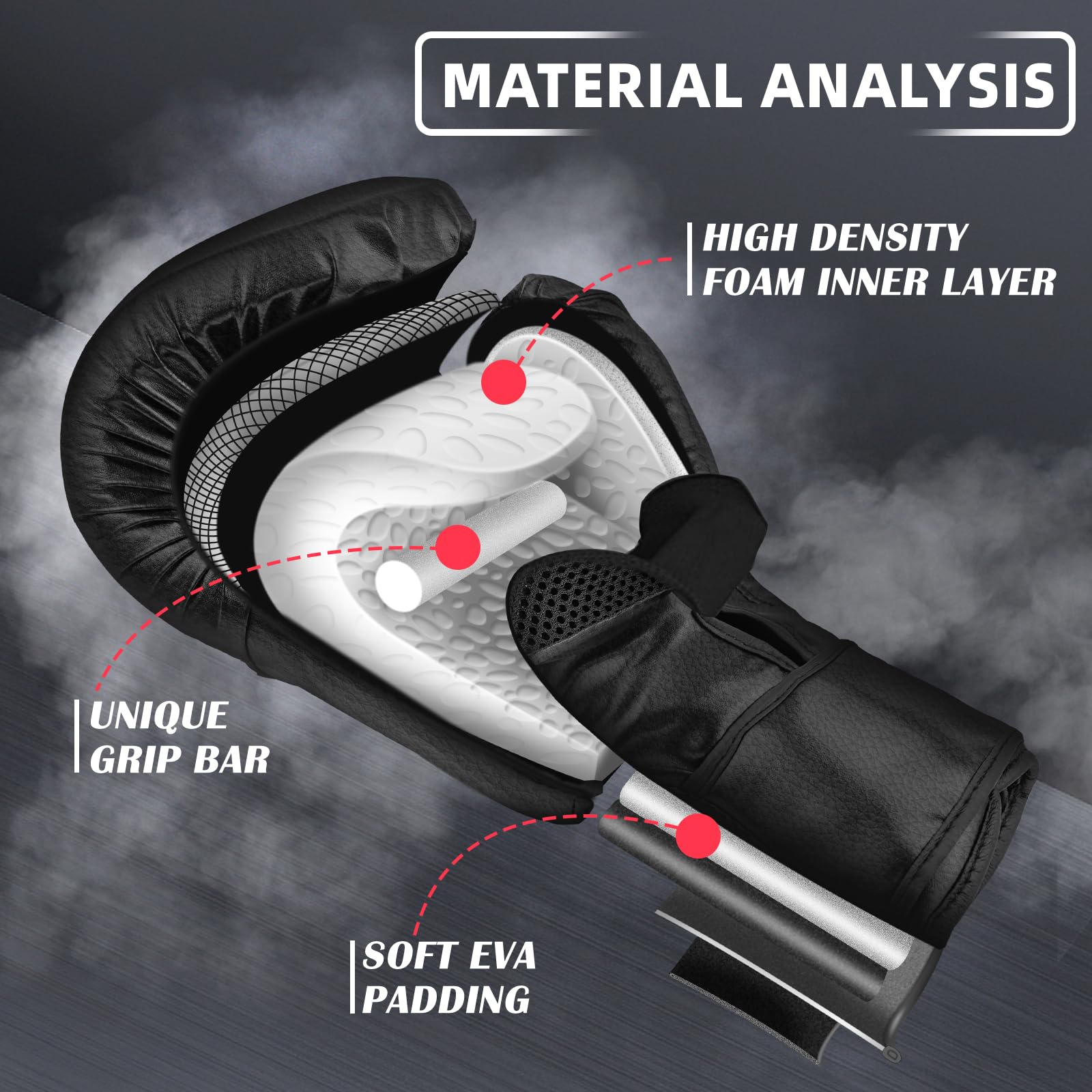 Guantes de Boxeo 14oz con Palma Ventilada para Kickboxing Muay Thai Entrenamiento Hombres Mujeres