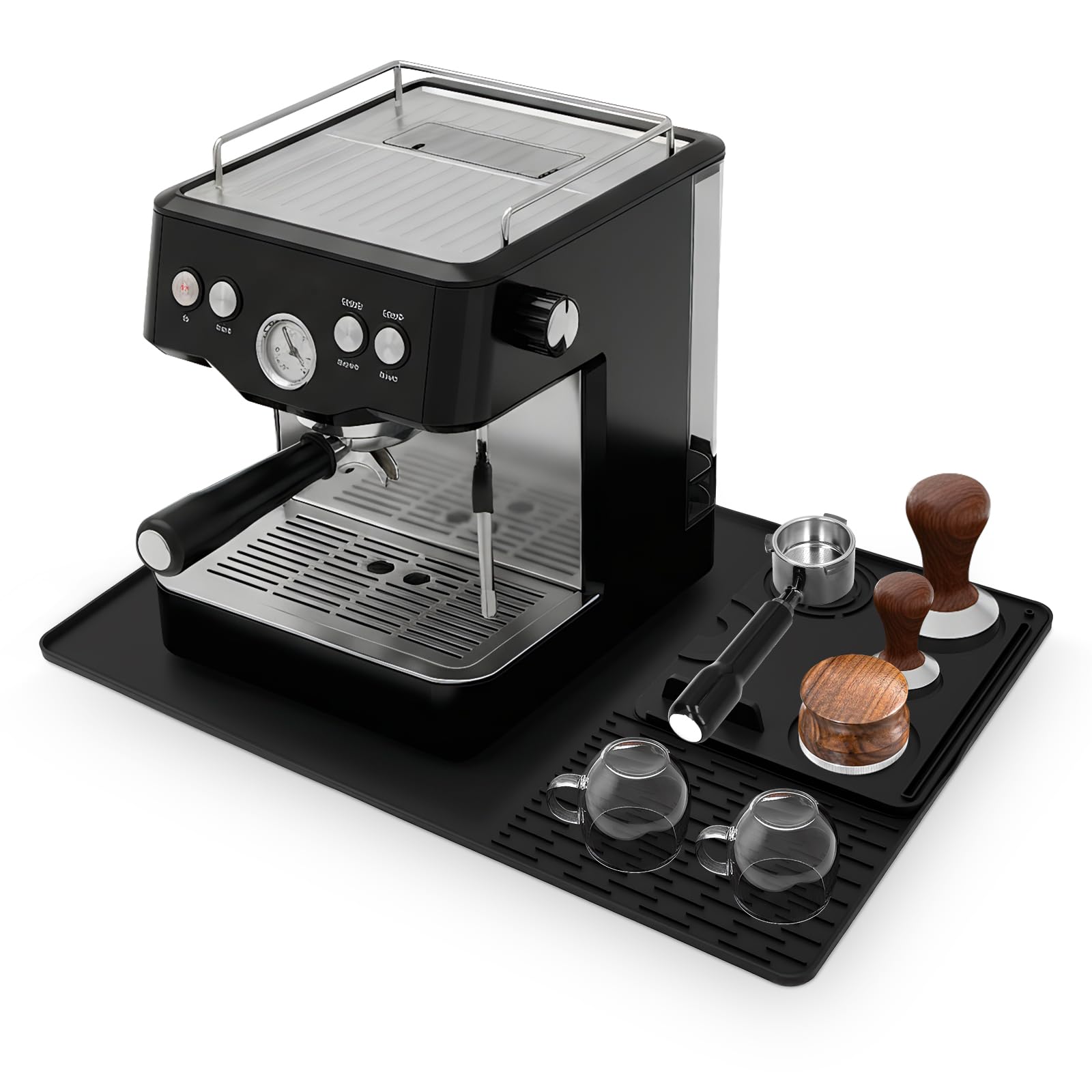 2-in-1 Silicone Coffee Machine Mat 24x16 Inch Espresso Machine Tray
