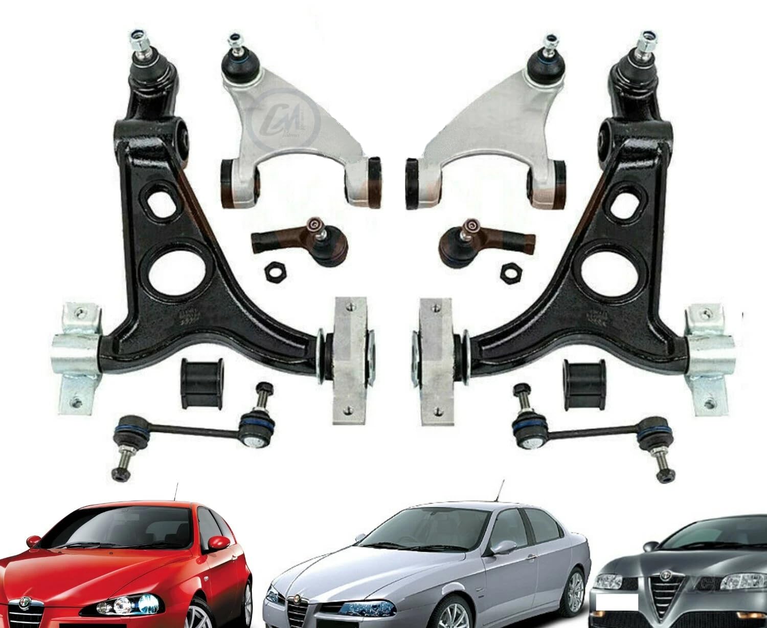KIT BRACCI RINFORZATI ANTERIORI 10 PEZZI ALFA ROMEO 147 156 GT + TESTINE STERZO