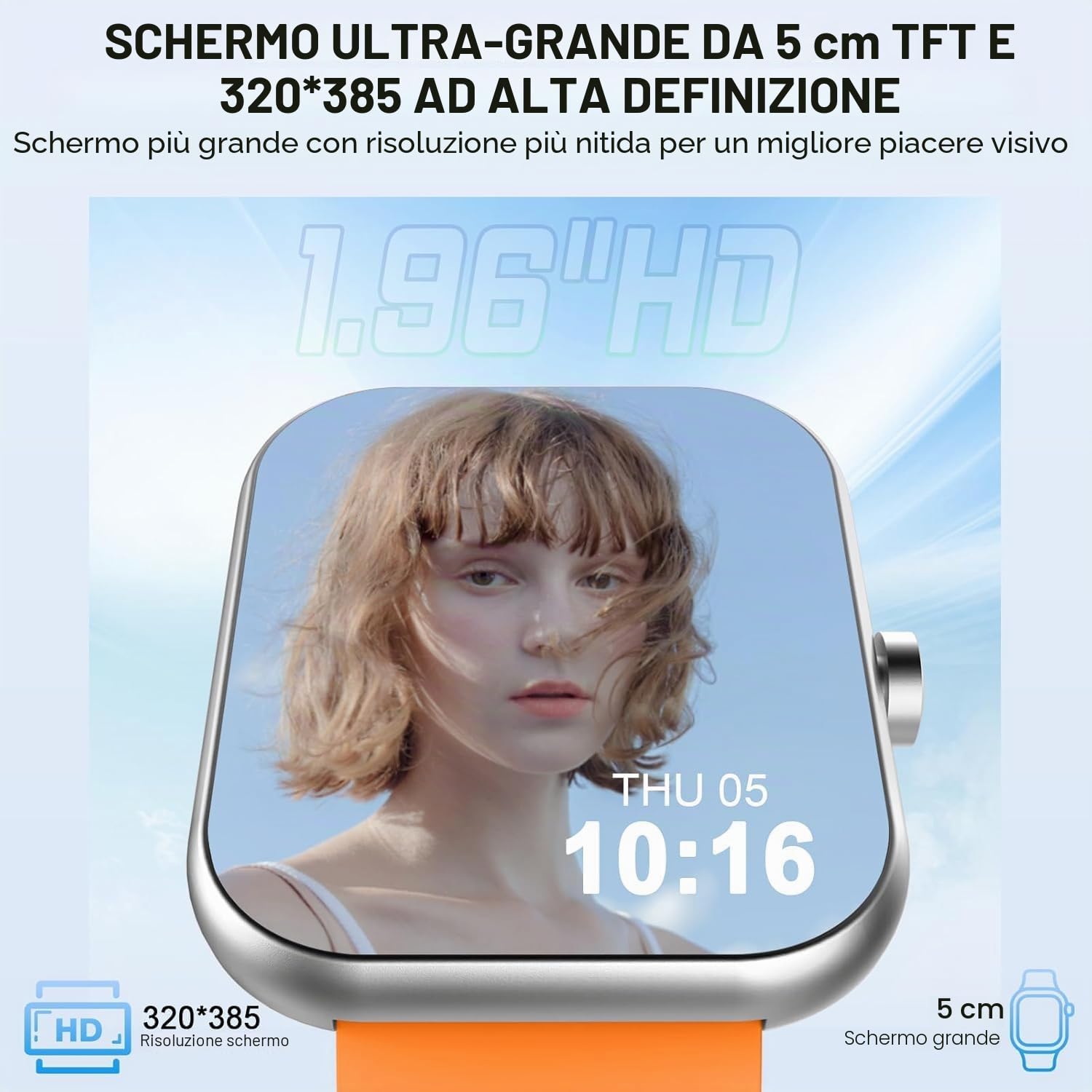 Jugeman Smartwatch Uomo Donna Chiamate Bluetooth, 1.96'' Orologio Smartwatch con Cardiofrequenzimetro/Contapassi/Sonno/SpO2, 113+ Sportive Smart Watch IP68 Impermeabile Fitness Tracker per iOS Android