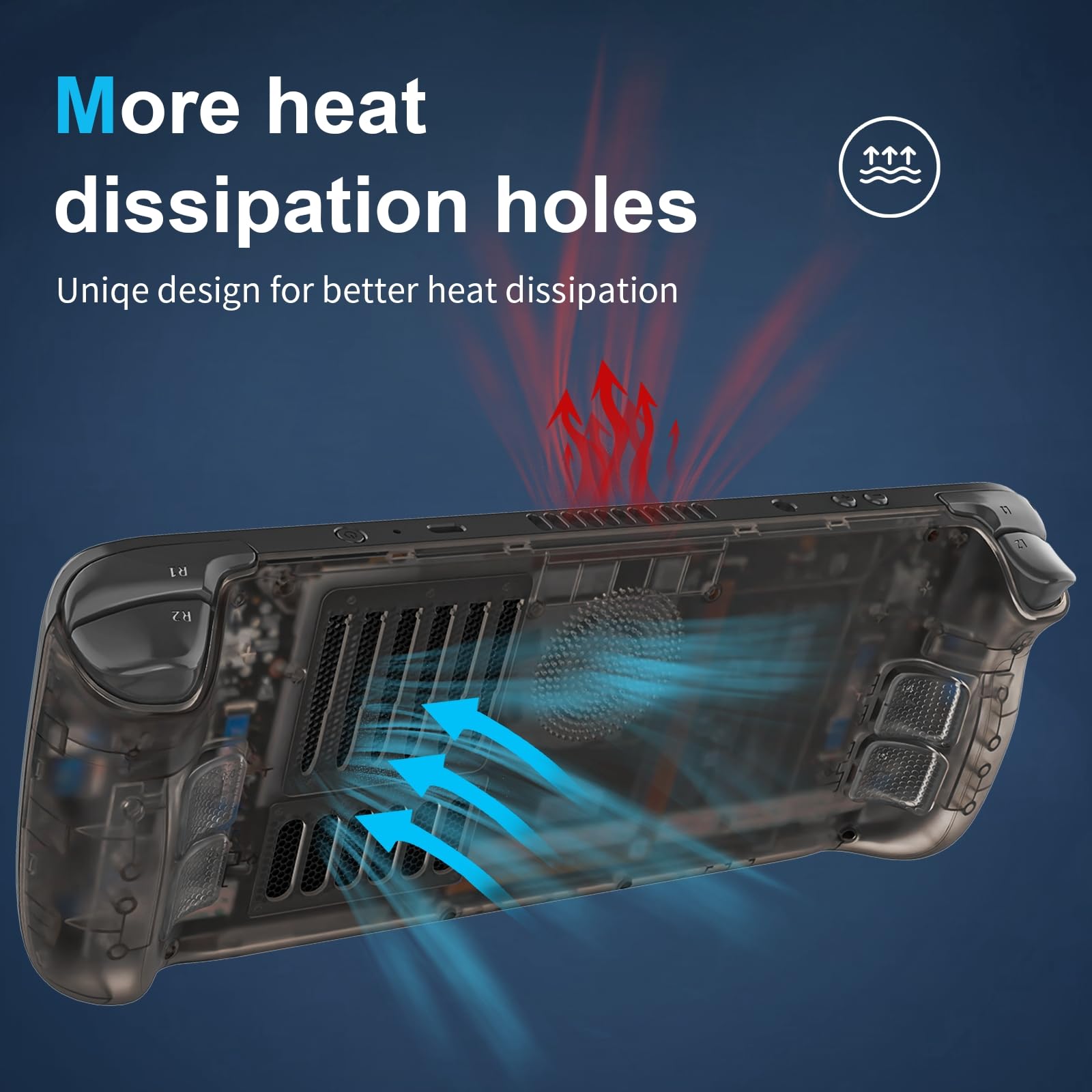 Piastra Posteriore Guscio Faceplate per Steam Deck/Steam Deck OLED Console, Alloggiamento di Ricambio Chiaro Pannello Personalizzato con Sfiato di Raffreddamento, Nero Trasparente