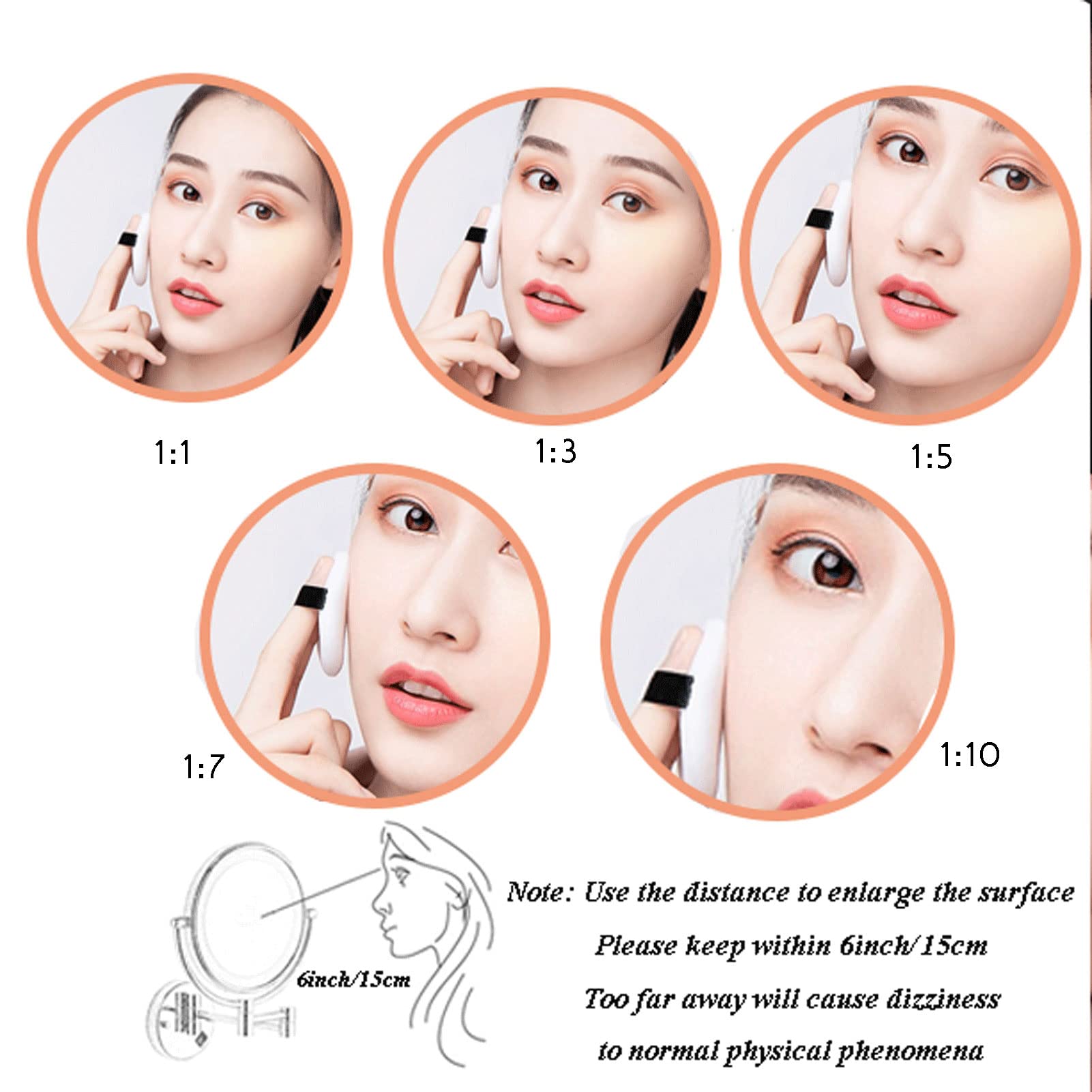 Specchio per Il Trucco con Luce, Specchio Cosmetico da Parete, Specchi Cosmetici Girevoli Estensibili da Bagno, Completamente Orientabile, per Bagno Hotel (Gold Plug 7X)