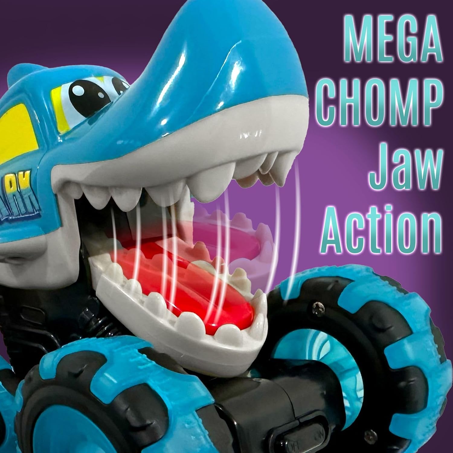stargo 2 Pack Monster Truck Toy - Motion Activated Pull Back Light-Up Cars for Toddlers - Monster Shark & Bull with Lightning Wheels, Press & Go Cars for Easter Basket Stuffers & Boy Birthday Gifts