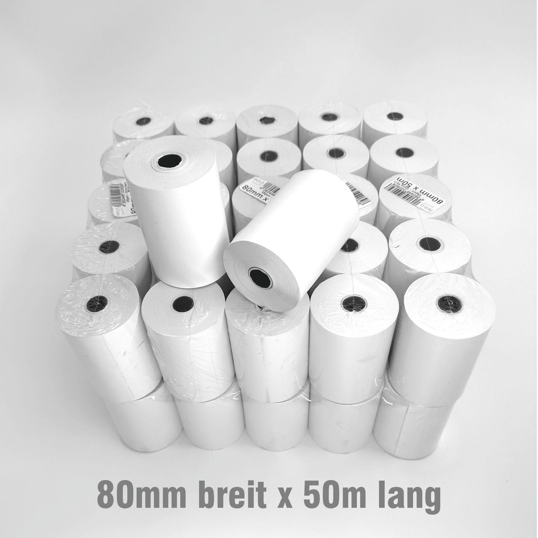25 Thermorollen 80mm X 59mm, 50m lang, Ø 59mm, Kern 12 mm, BPA freies Thermopapier, Kassenrollen passend für Epson, Bixolon, Metapace, SNBC, Orderman, Sewoo, Star, Citizen