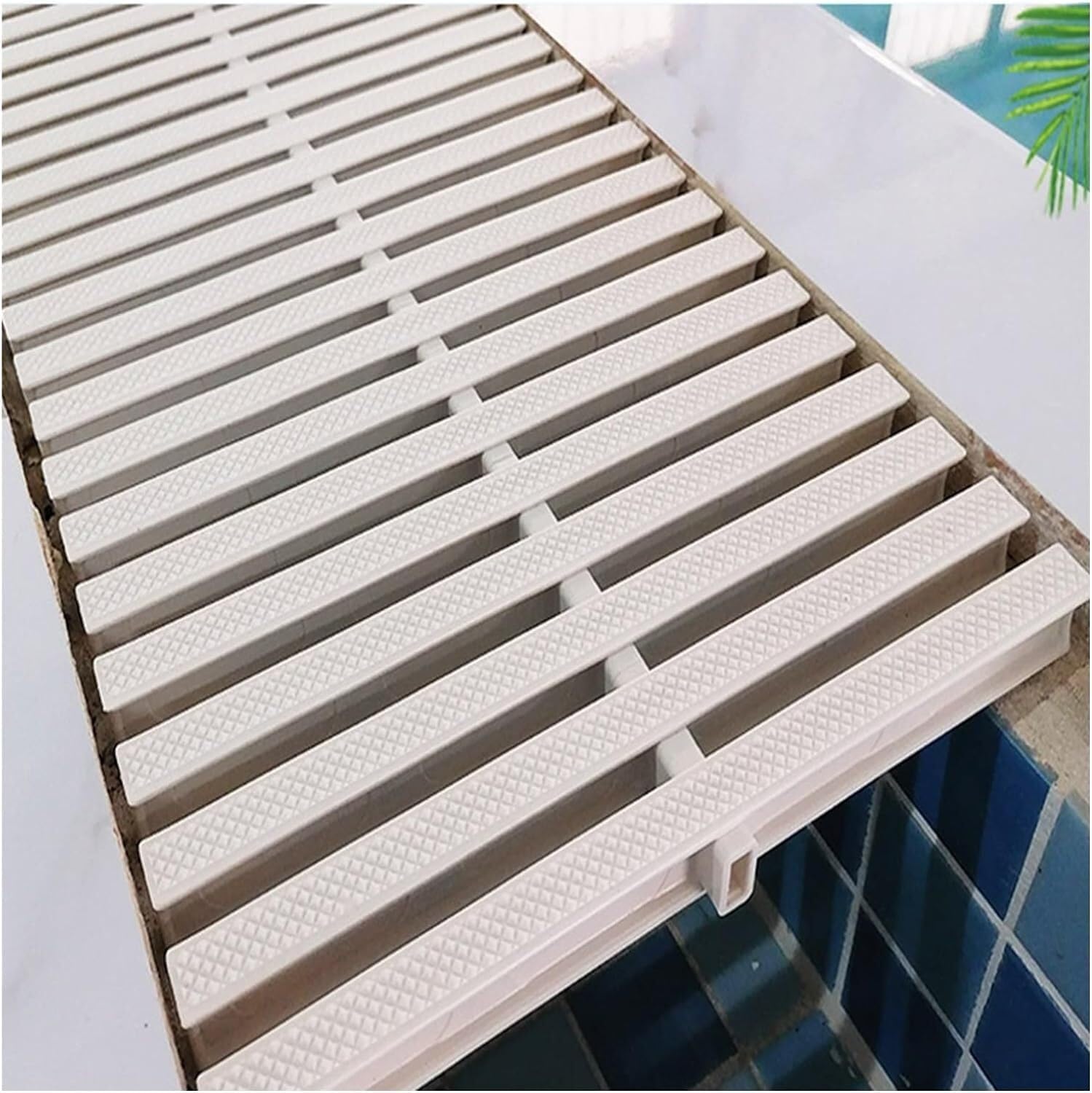 Swimming Pool Drainage Overflow Grating gutter, PVC Swimming Pool Drainage Grate Cover Multiple Sizes White(25cm)